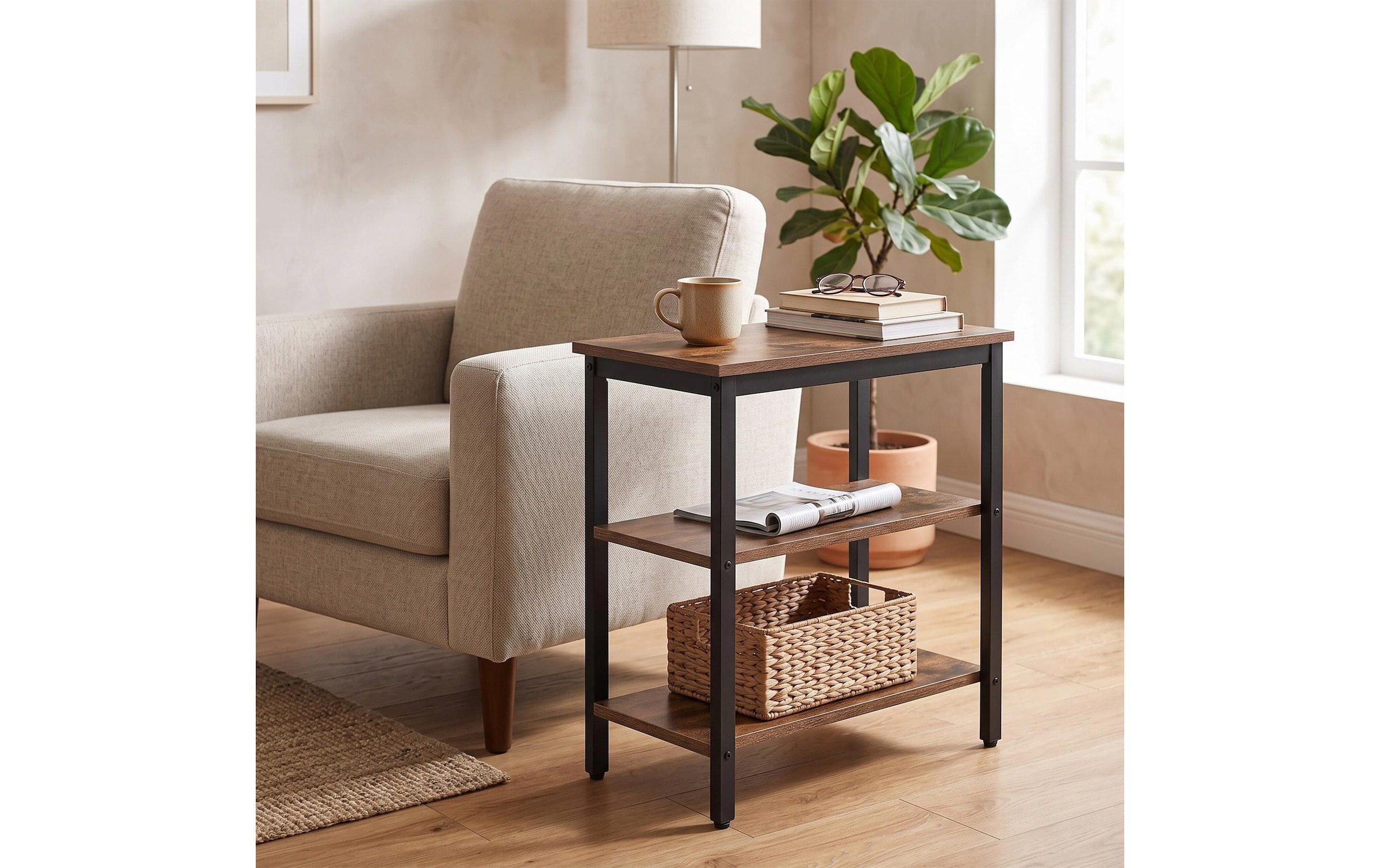 relaxdays »Beistelltisch 60 x 61 cm, Schwarz/Braun«