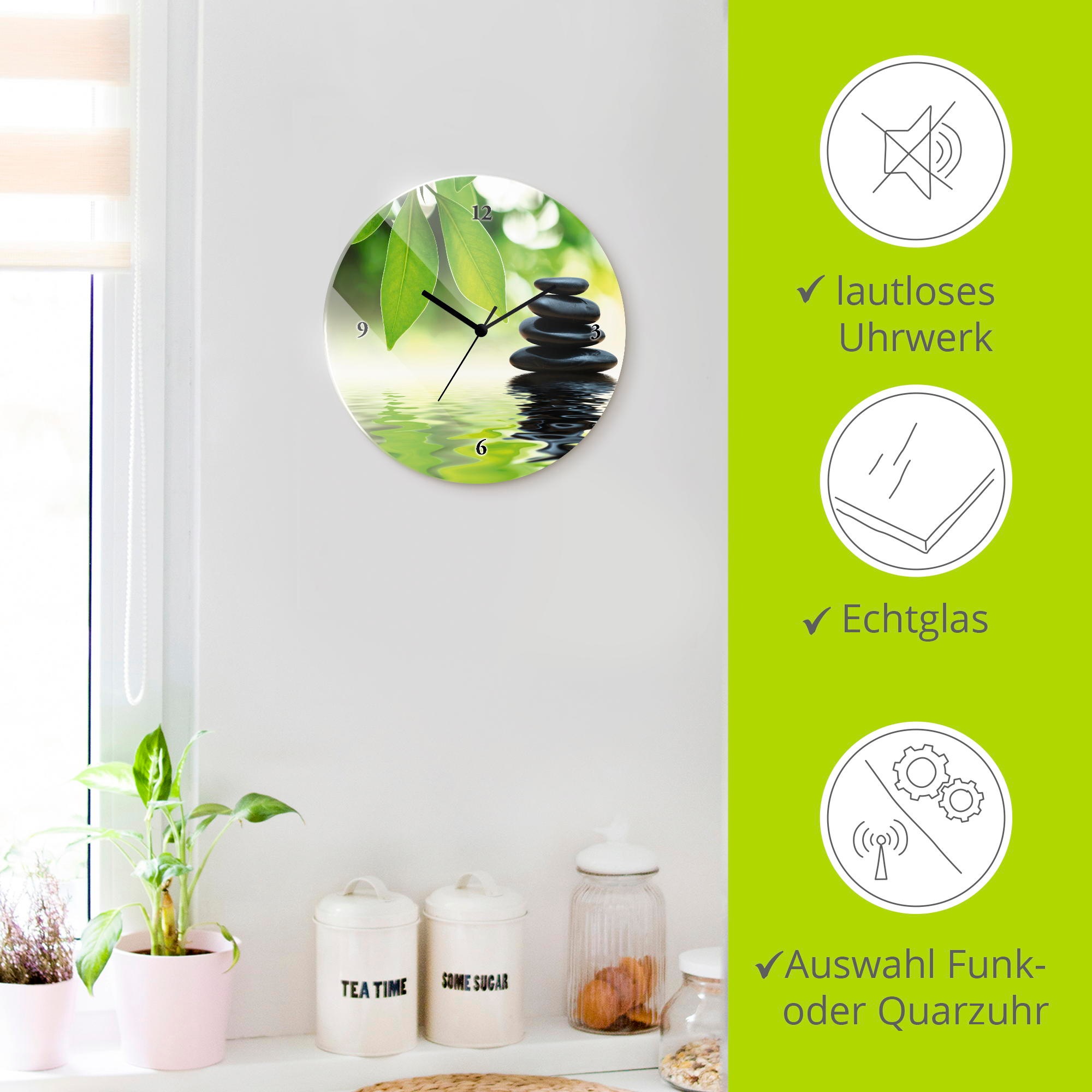 Artland Wanduhr »Zen Steinpyramide auf Wasseroberfläche« wahlweise mit  Quarz- oder Funkuhrwerk, lautlos ohne Tickgeräusche