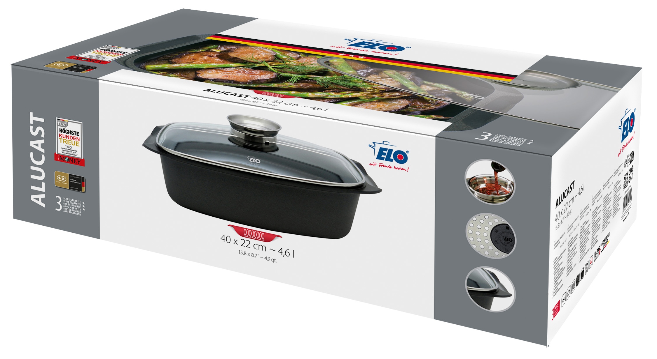 Elo Bräter »Alucast« 1 Bräter mit Glasdeckel, 1 Stk. tlg. Aluminiumguss