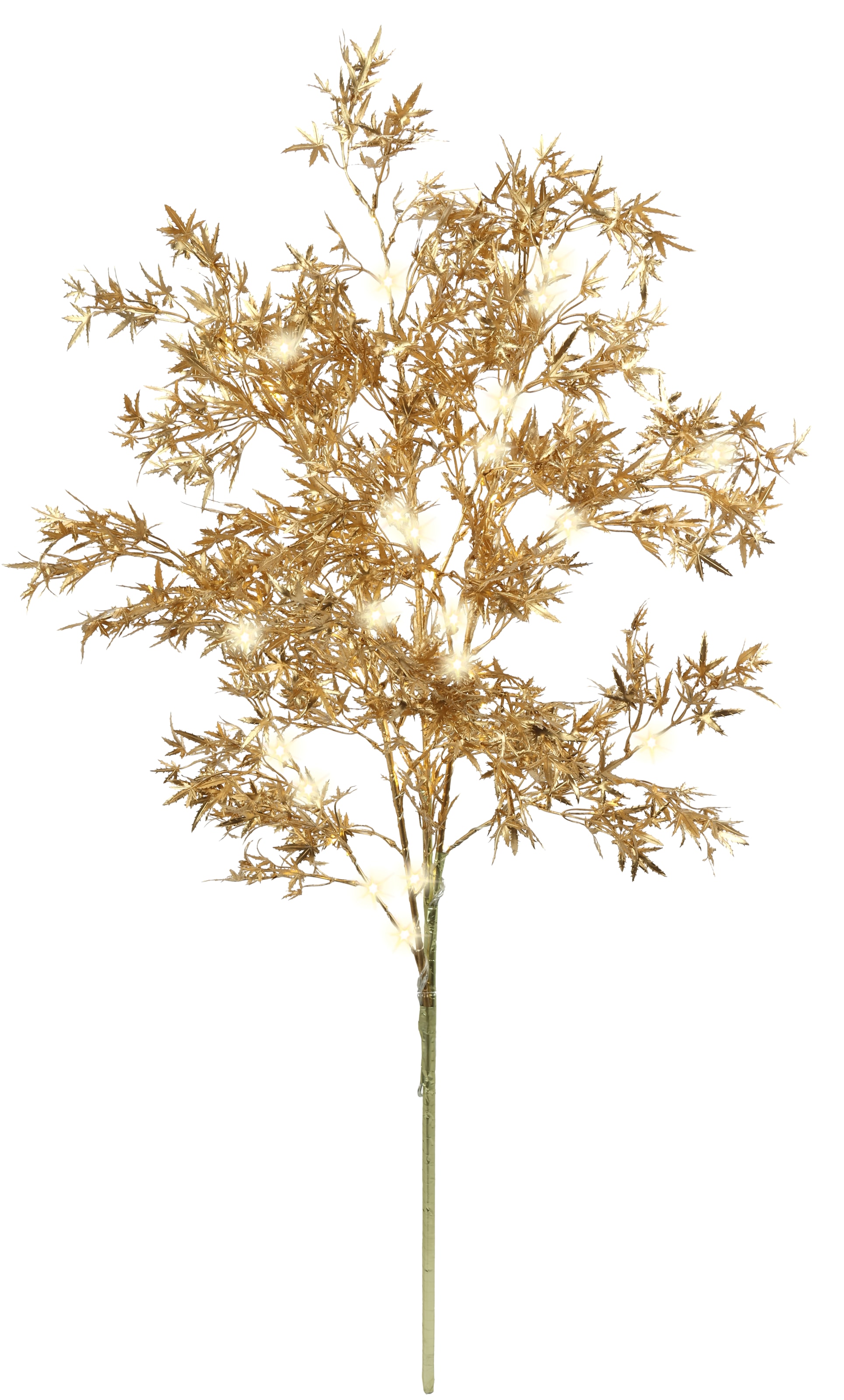 I.GE.A. Branche artistique »LED-Dekozweig Ahorn« Batteriebetrieben Zweig mit Timer Warmweiss Herbstliche Kunstblume