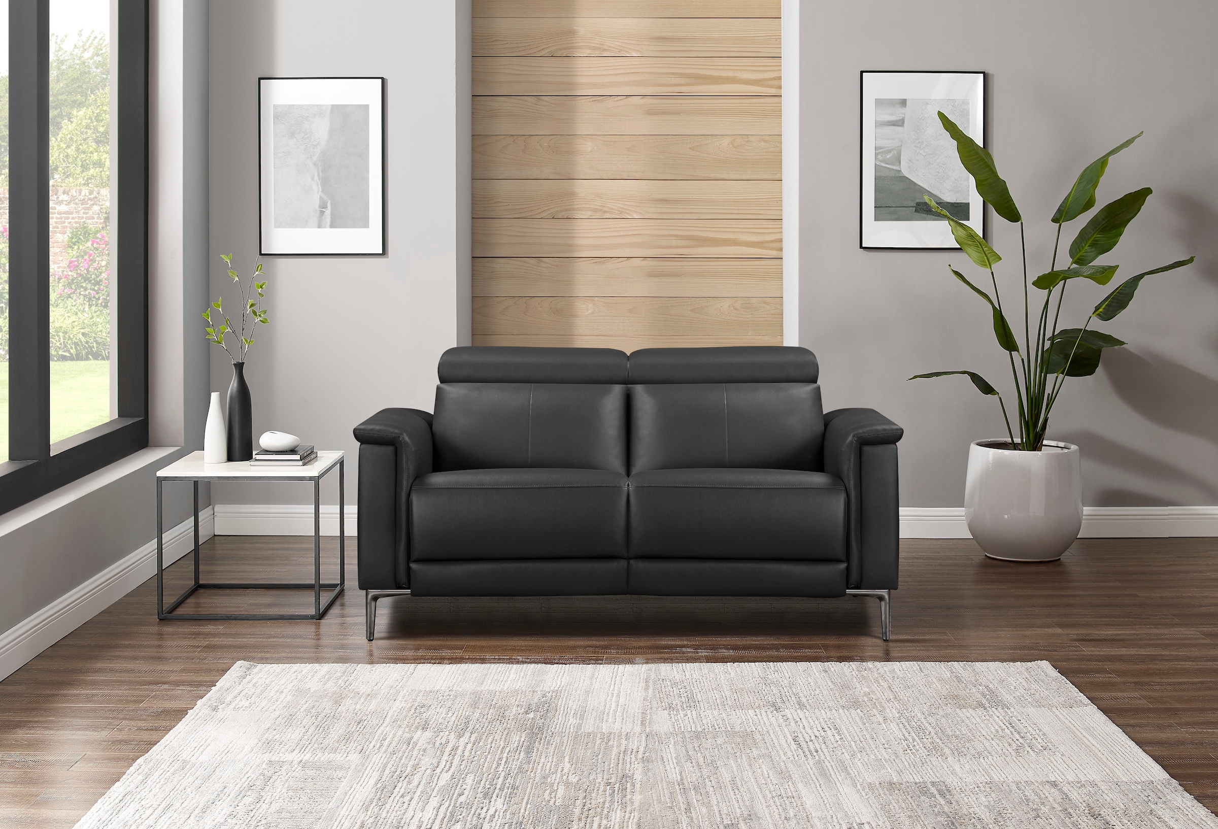 GOODproduct 2-places »LUND,Naturleder, 160 cm, mit Relaxfunktion und Kopfteilverstellung« manuel ou électrique (avec USB-A), ressorts ensachés et réglage de la tête