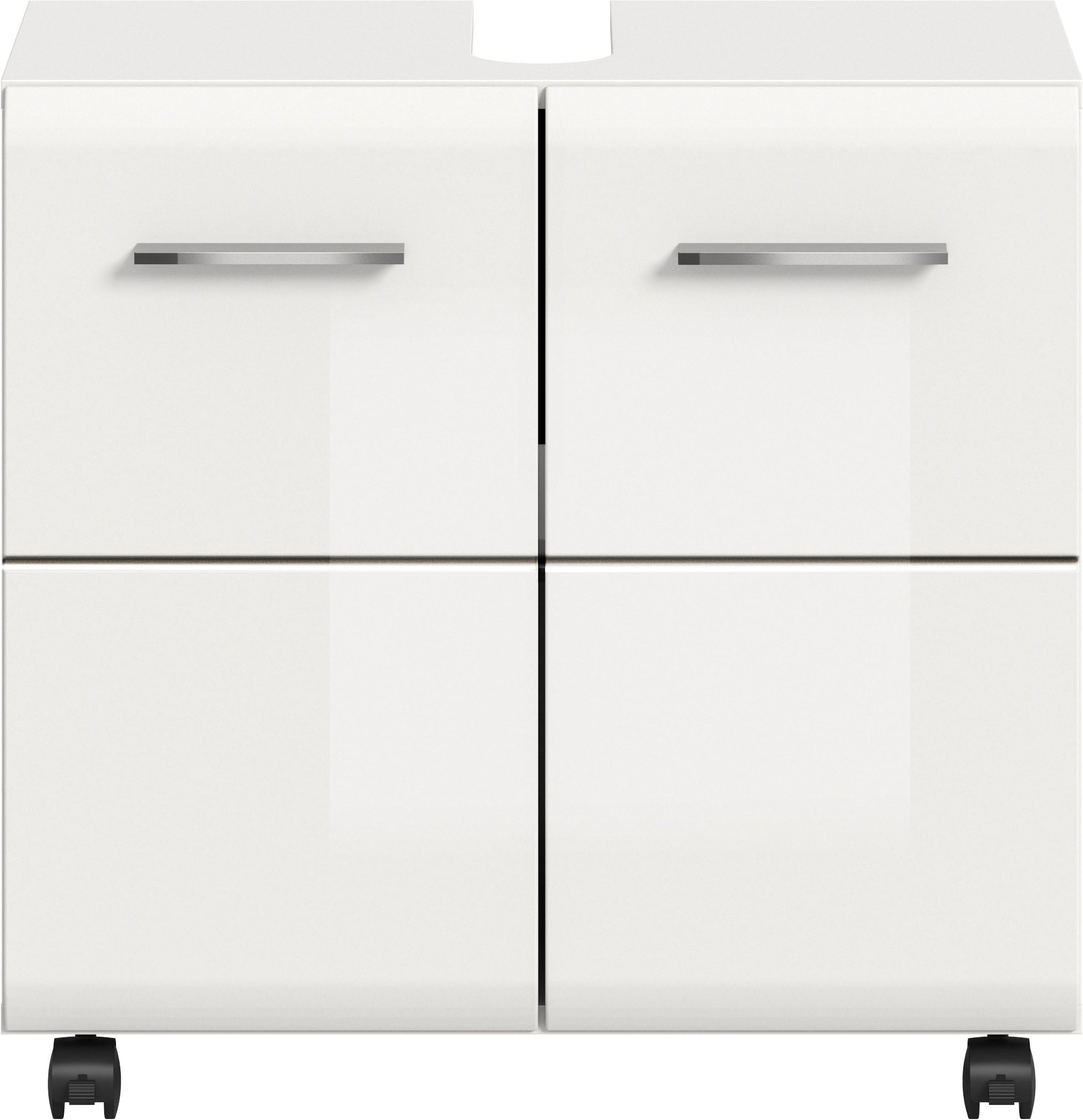 welltime Waschbeckenunterschrank »FLORENZ,  Breite 60cm, inkl. Siphonausschnitt, mit Türen oder Schüben« TOPSELLER!,  hochwertige MDF Front, Griff schwarz, Badschrank, Bad