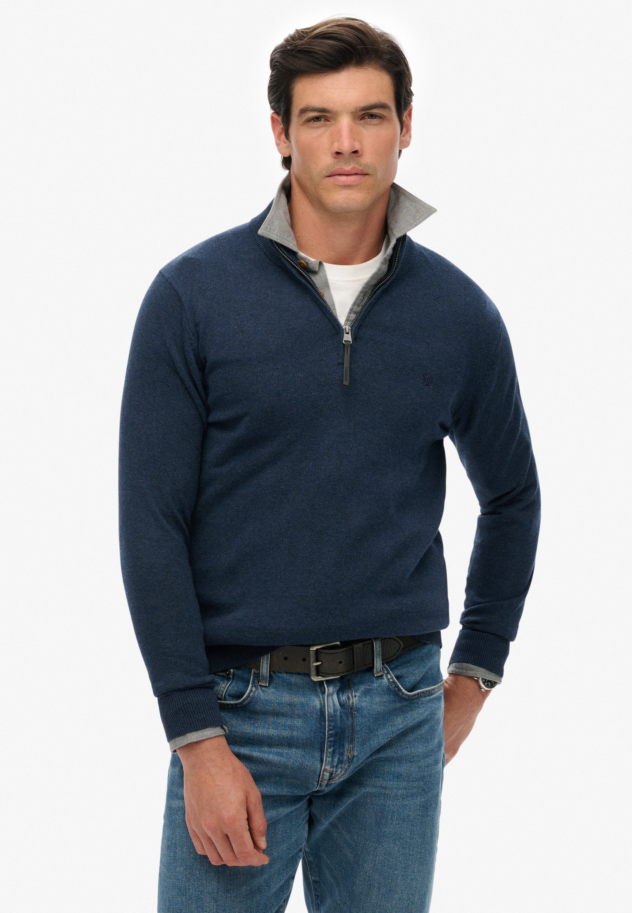 Superdry Pull en tricot »ESSENTIALS COTTON HALF ZIP«