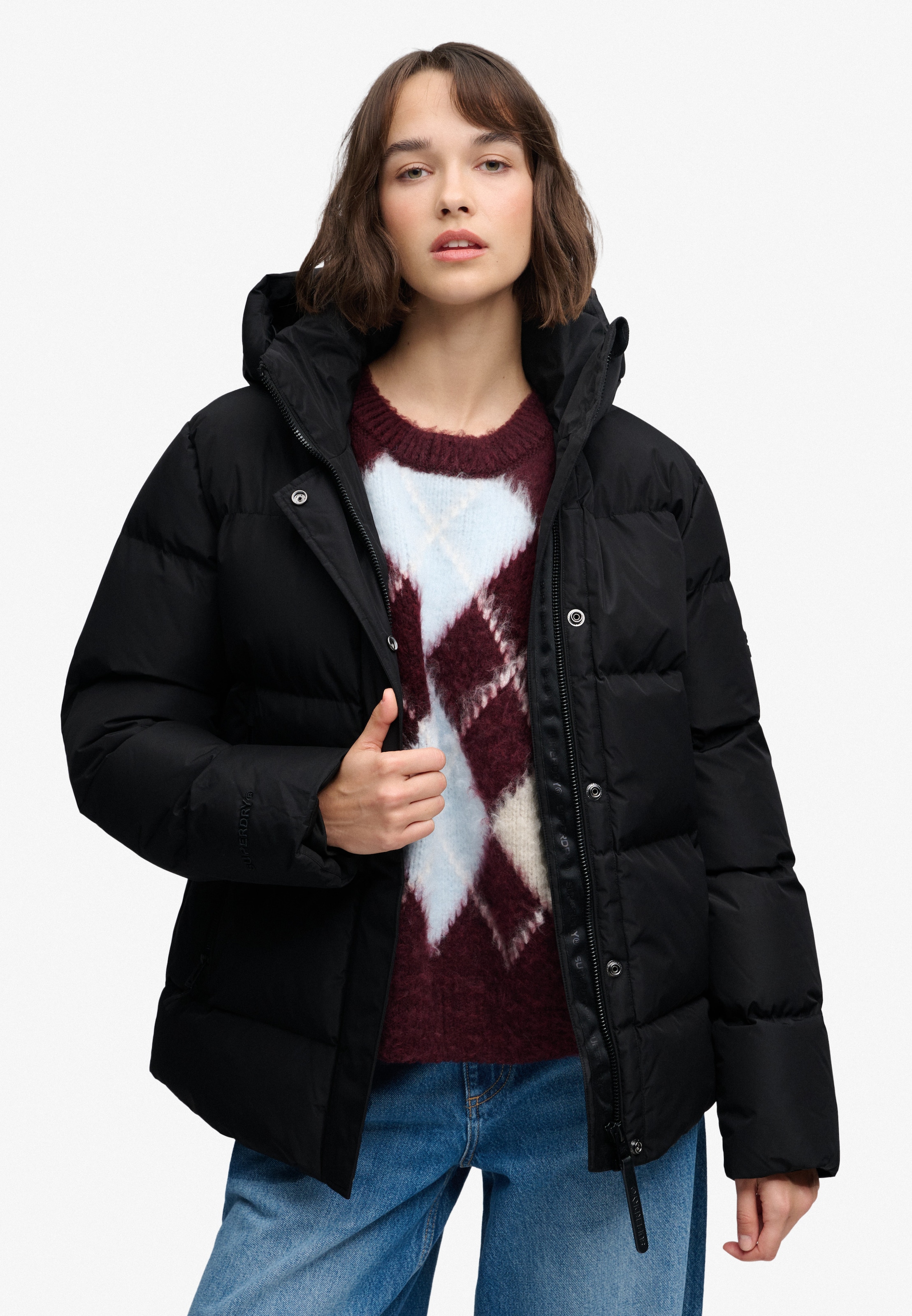 Superdry Veste matelassée »HOODED 5 BAFFLE SPORTS PUFFER« avec capuche Kunstfaser, relaxed fit