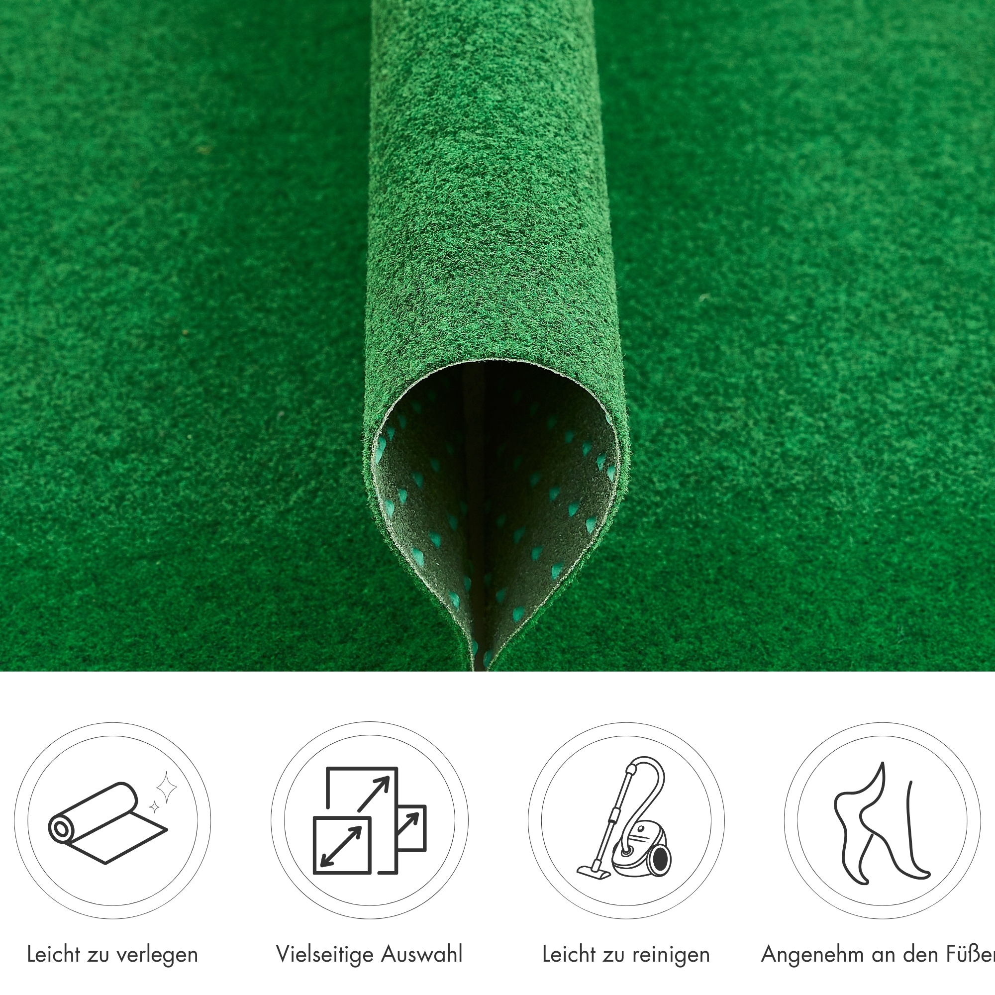 Andiamo Gazon synthétique »Field, Made in Belgium« Rectangulaire 4 mm Höhe für Balkon & Terrasse, mit Drainage-Noppen, Nadelfilz-Optik
