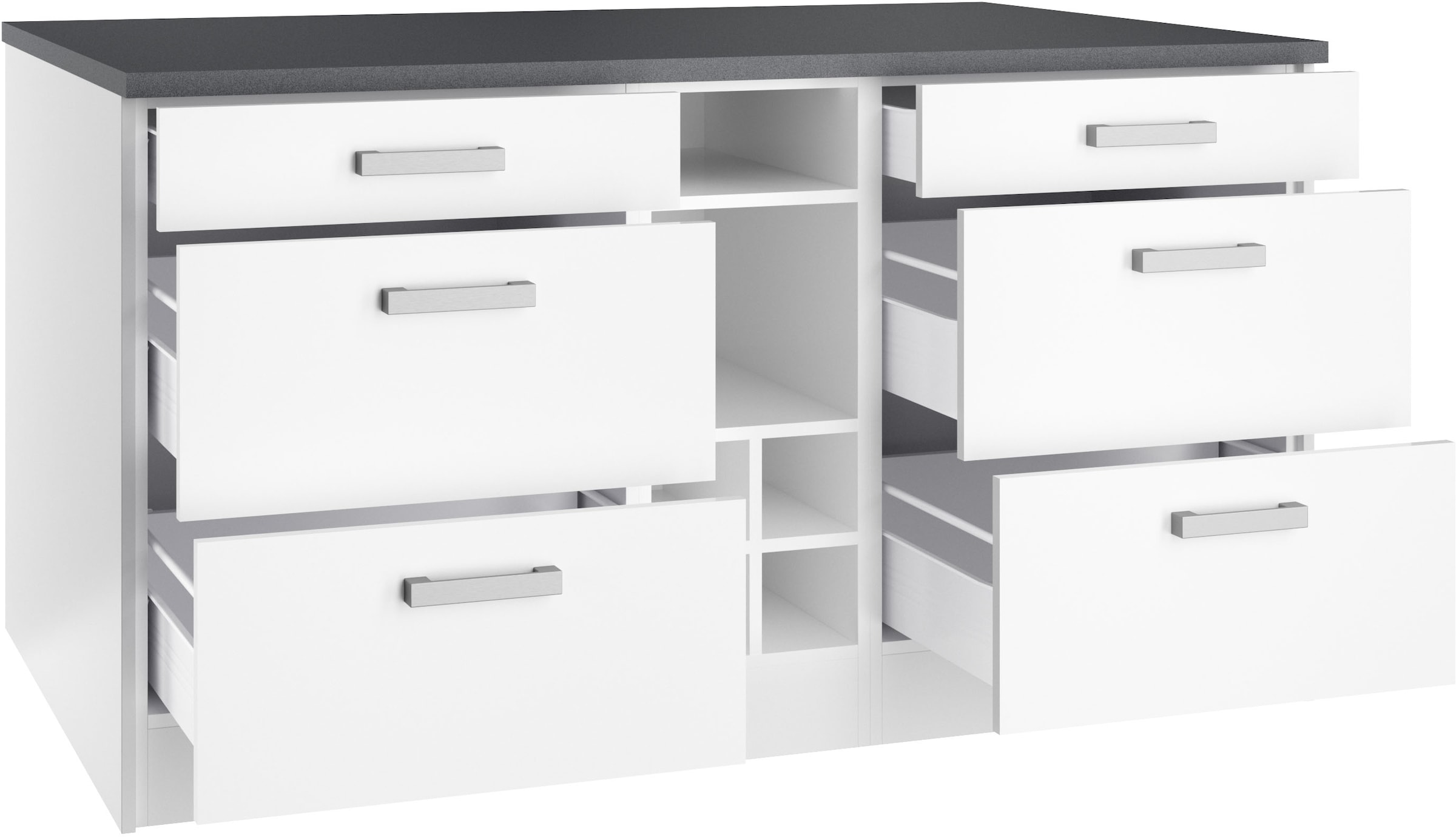 KOCHSTATION Ilot de cuisine »KS-Toronto« largeur 153 cm, façades MDF, casier à bouteilles