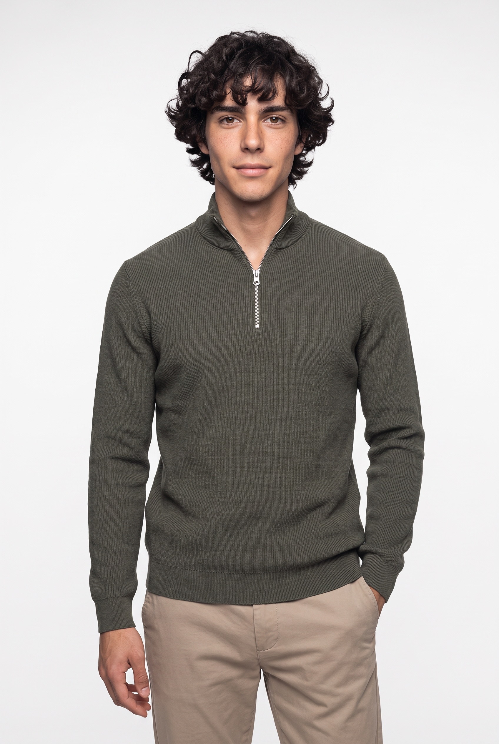 ONLY & SONS Troyer »ONSPHIL REG 12 STRUC HALF ZIP KNIT NOOS« mélange coton, coupe régulière