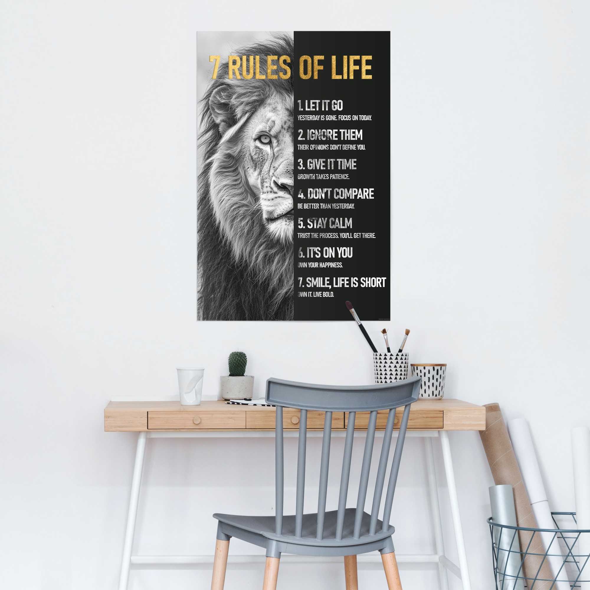 Reinders! Poster »Regeln des Lebens« Hobbyraum - Schwarz-Weiss - 150 gr.  Papier - Sprüche - 61x91,5 cm