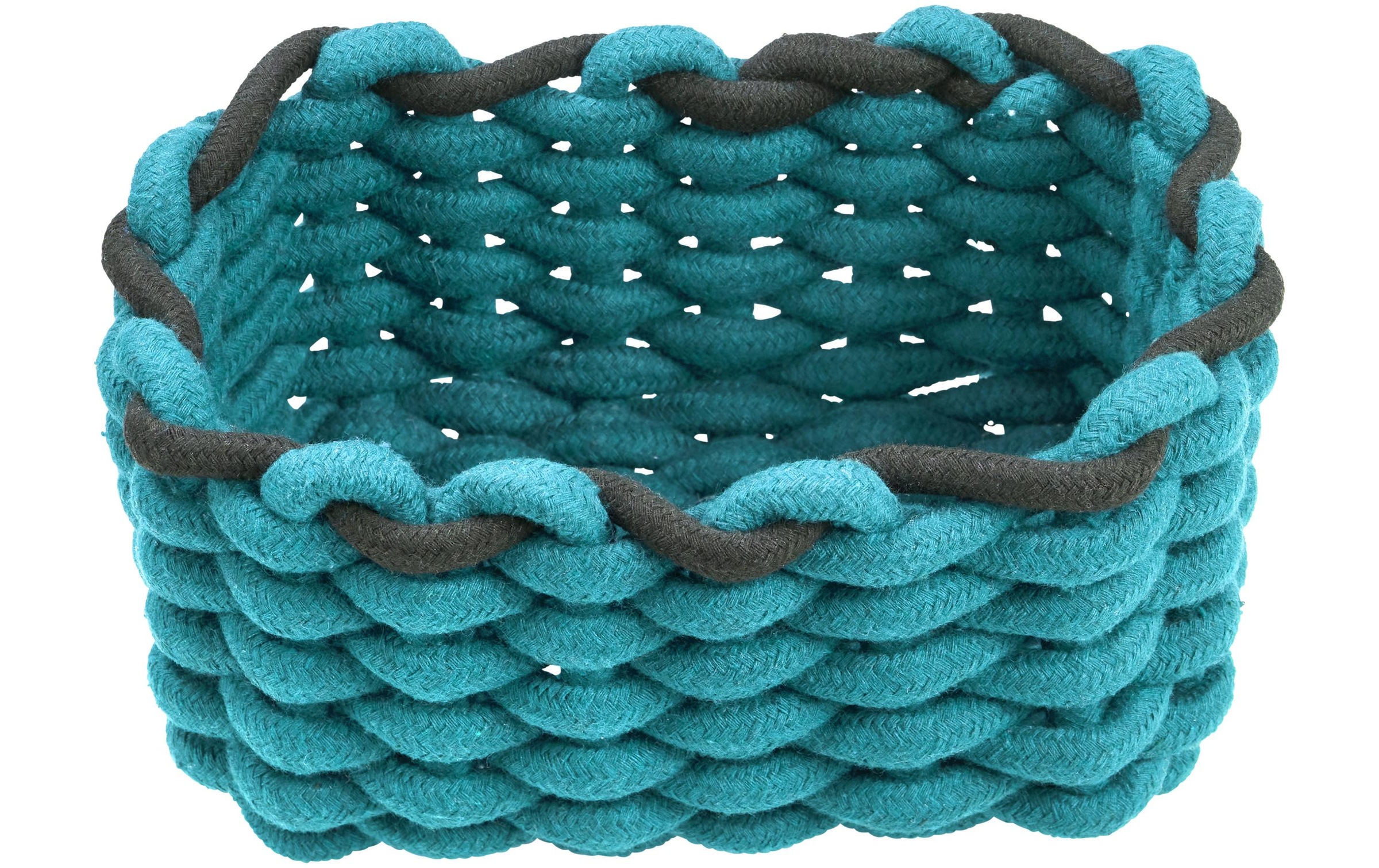 diaqua® Panier de rangement »Cord 20 x 14 x 10 cm, Petrol/Schwarz«