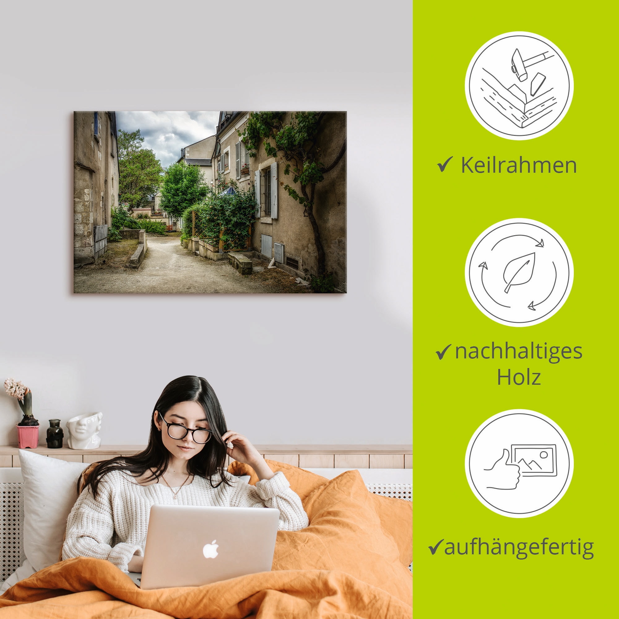 Artland Leinwandbild »Dorf in der Bretagne - Frankreich« Frankreich 1 Stk. tlg. auf Holzrahmen gespannt