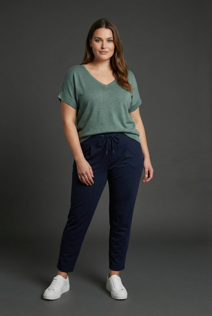 Laura Scott CURVE Pull col V sommerlicher Feinstrick mit figurschmeichelnder Passform