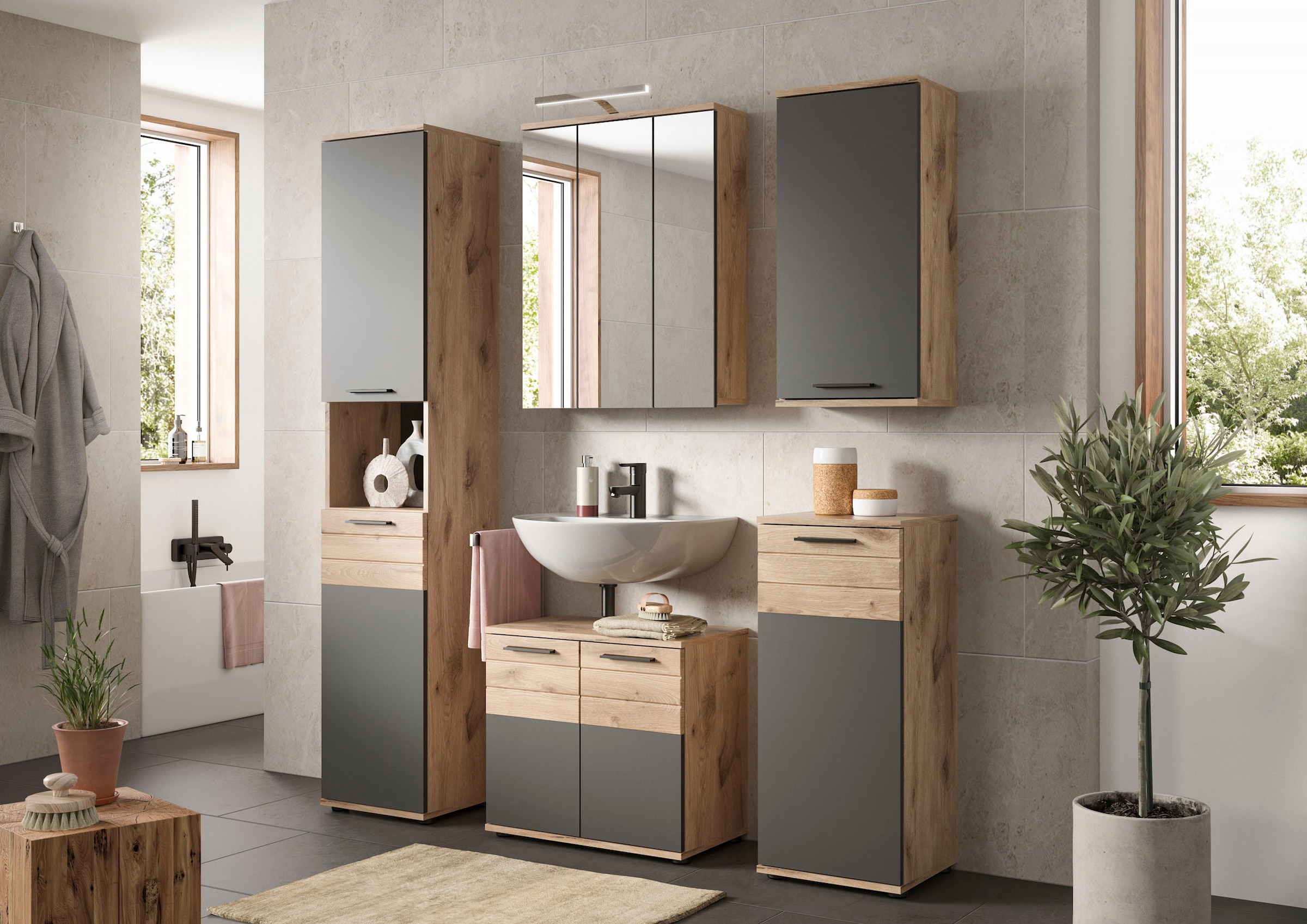 welltime Badmöbel-Set »Riga, 4 teilig, bestehend aus:« Set, 4 Stk. tlg.