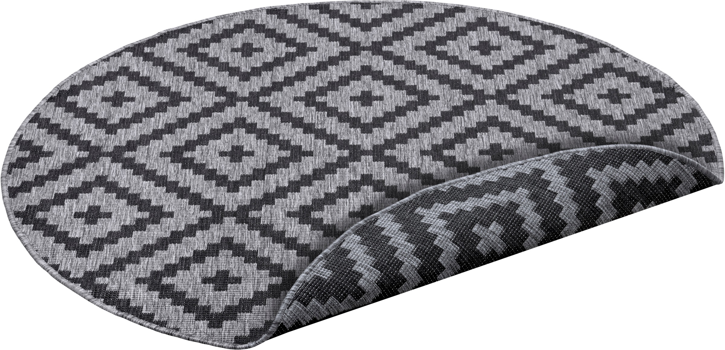 my home Tapis »Ronda Wendeteppich« Rond 5 mm Höhe Sisal-Optik, Flachgewebe, In-  und Outdoor, geometrisches Boho Design