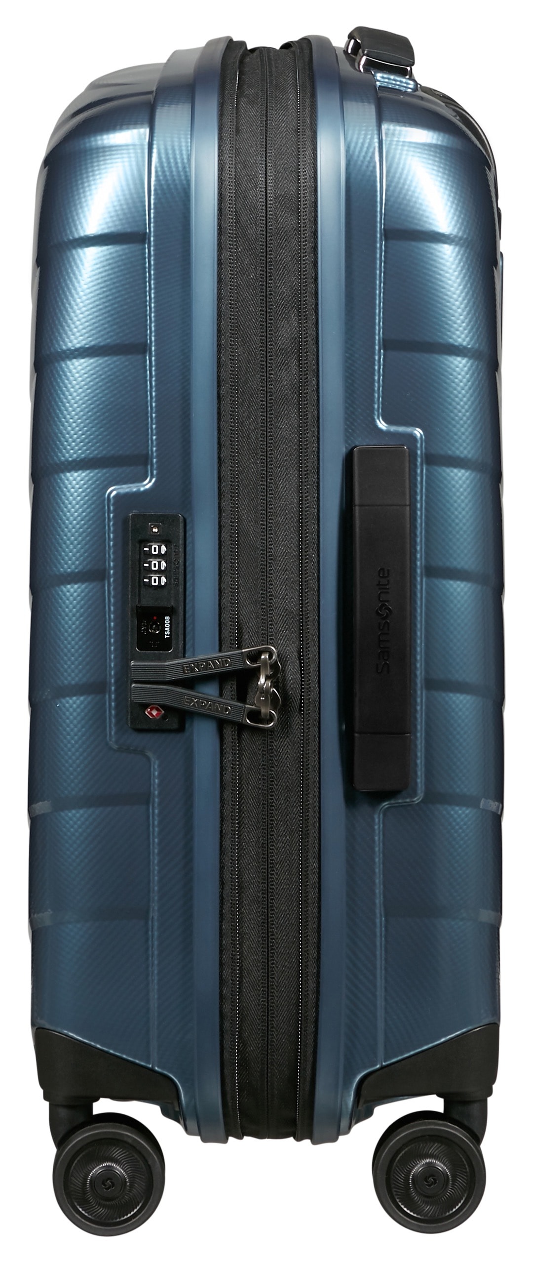 Samsonite Trolley à coque dure »ATTRIX, verschiedene Grössen und Farben« 38 litre 4 Rollen en polypropylène, avec compartiment au fond, poche zippée et sacoche