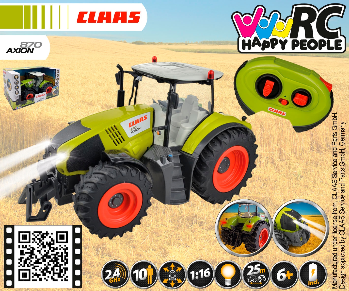 Happy People RC-Traktor »CLAAS Lexion 870« mit Fernbedienung und bis zu 25 m Reichweite