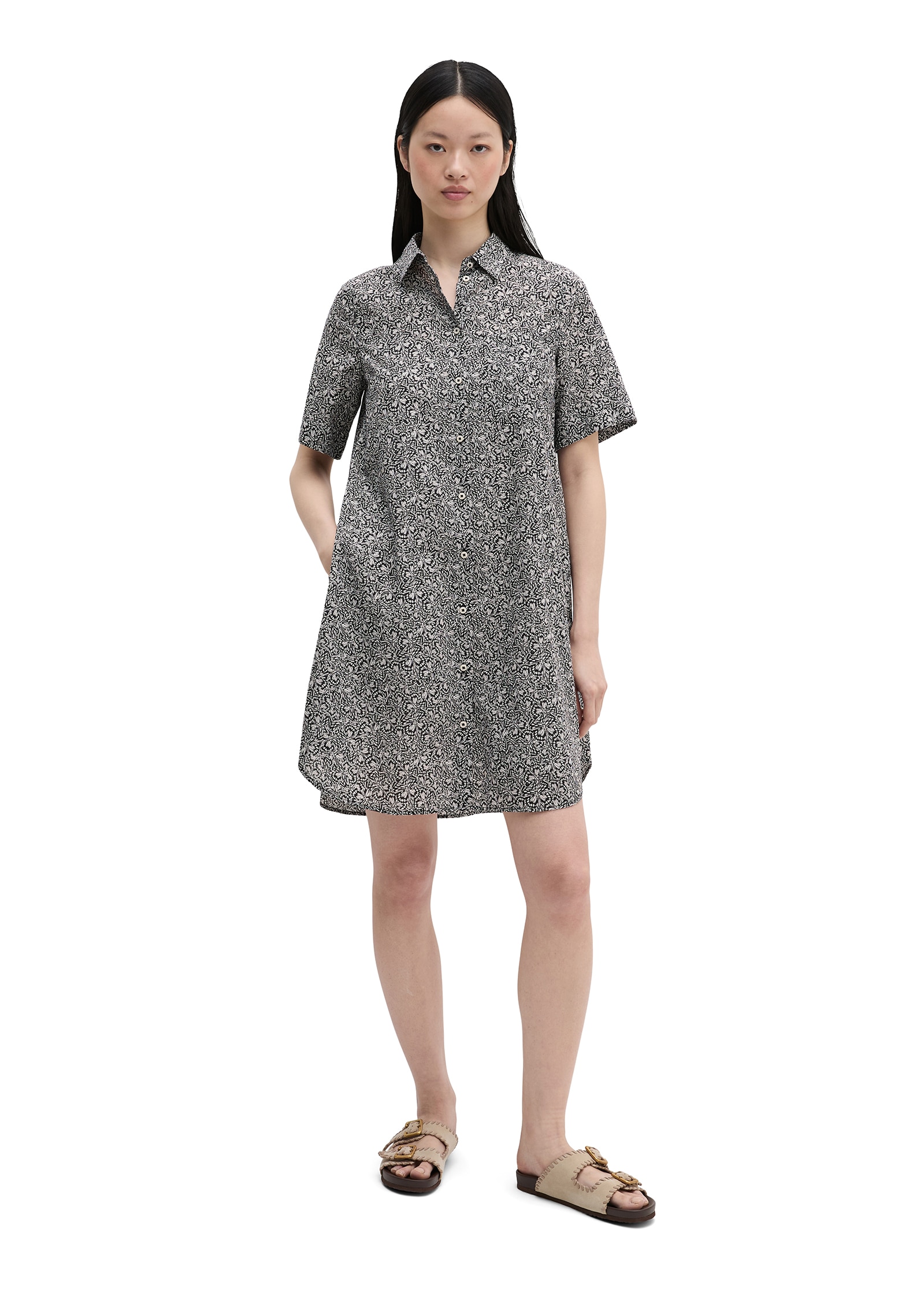 Marc O'Polo Robe chemisier Poches dans les coutures latérales loose aus bedrucktem Baumwoll-Voile