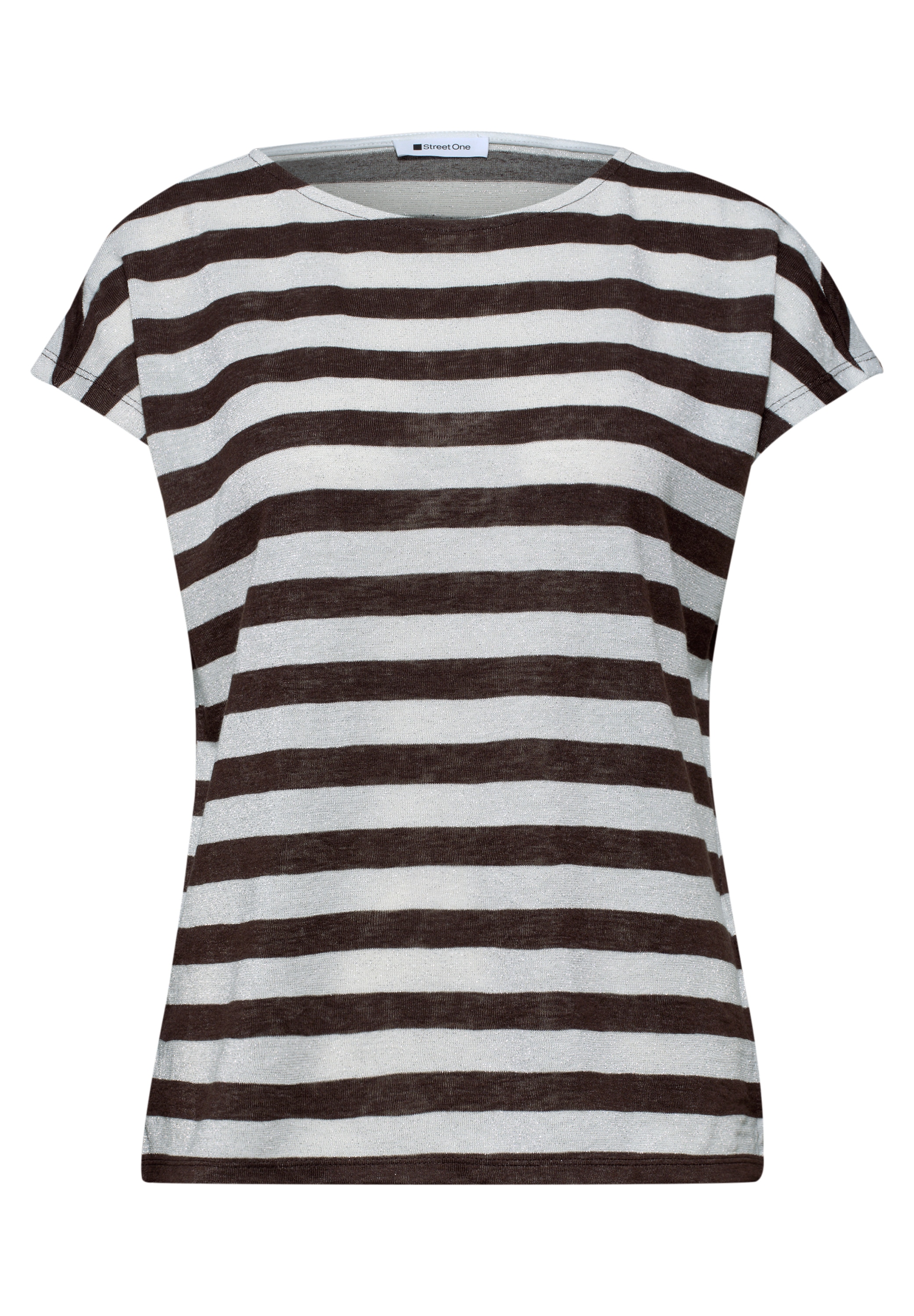 STREET ONE Haut de chemise Motif rayé avec détails pailletés, fentes latérales
