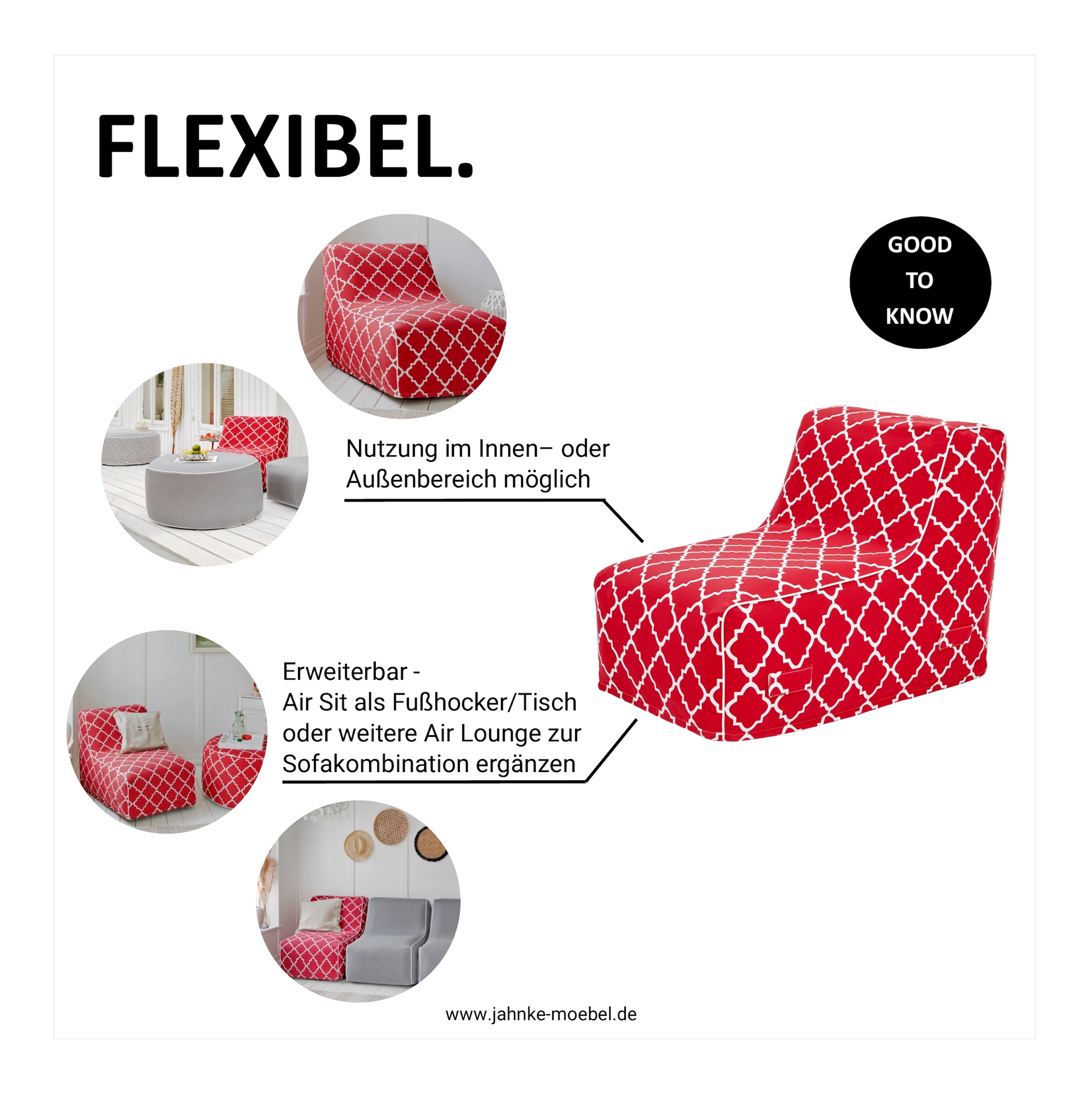 Jahnke Fauteuil lounge »AIR LOUNGE« 1 cuis tlg. gonflable, intérieur & extérieur, profondeur d'assise 60 cm