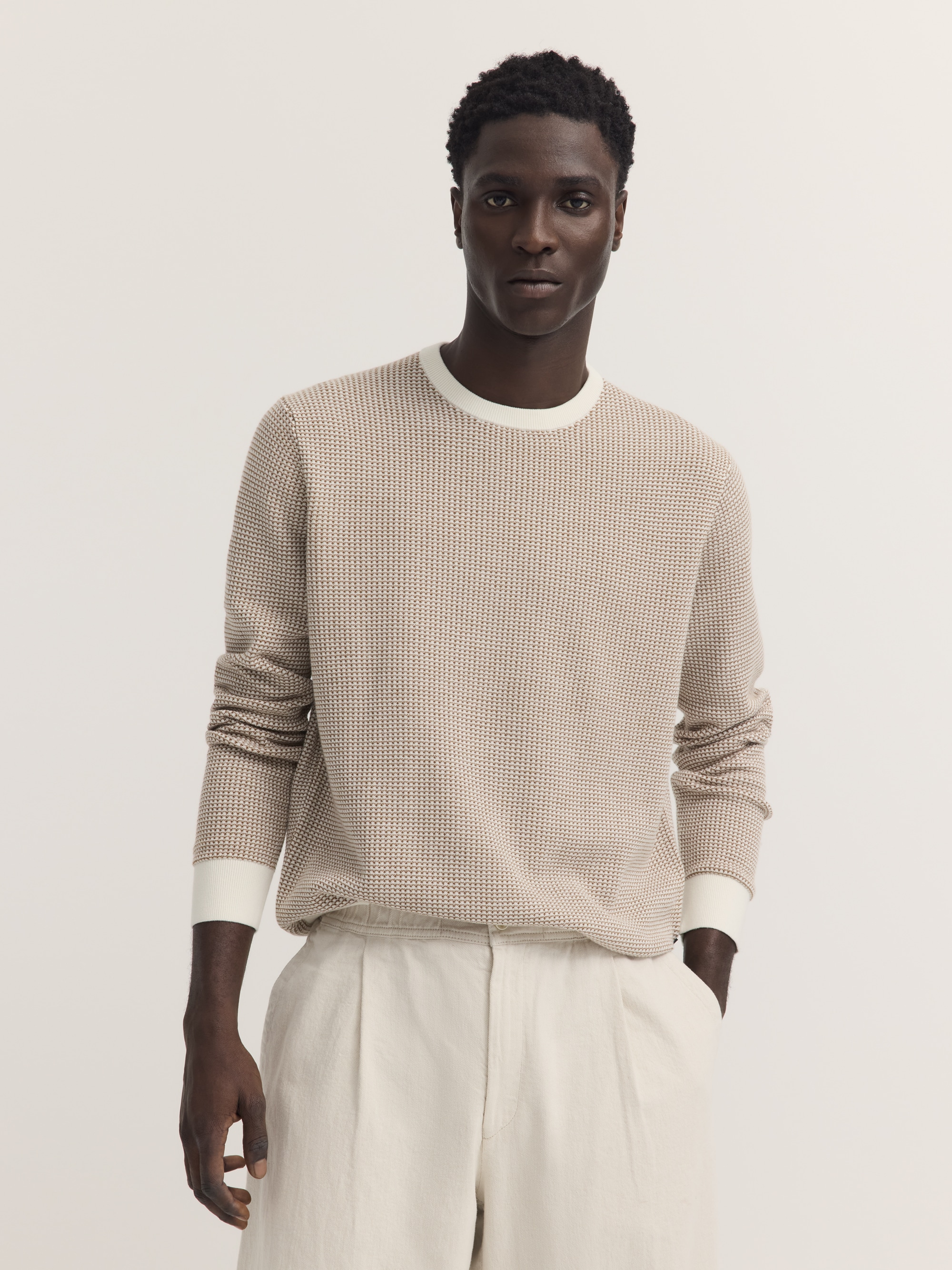 bugatti Pull à col rond »Regular Fit« aus reiner Baumwolle