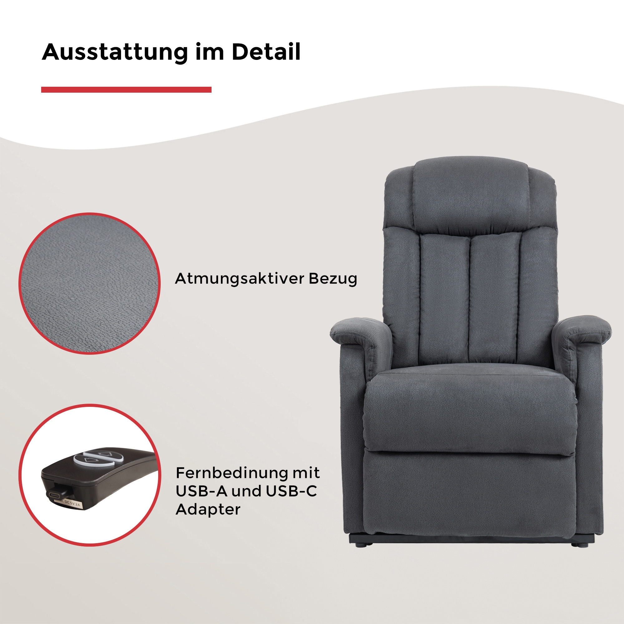 Duo Collection TV-Sessel »Delphi mit elektrischer Aufstehhilfe« Relaxfunktion und Taschenfederkern mit Stahlwellenunterfederung