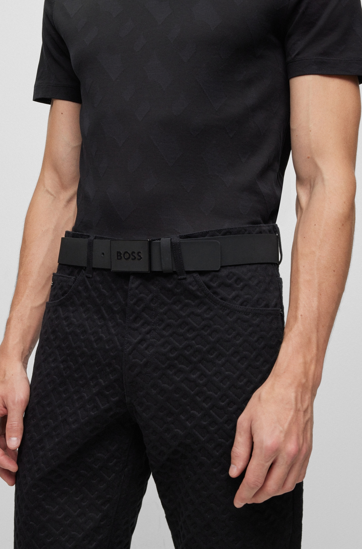 BOSS Ceinture en cuir »Boss Icon-S1 Sz40« mit grossem BOSS Schriftzug auf der Schnalle