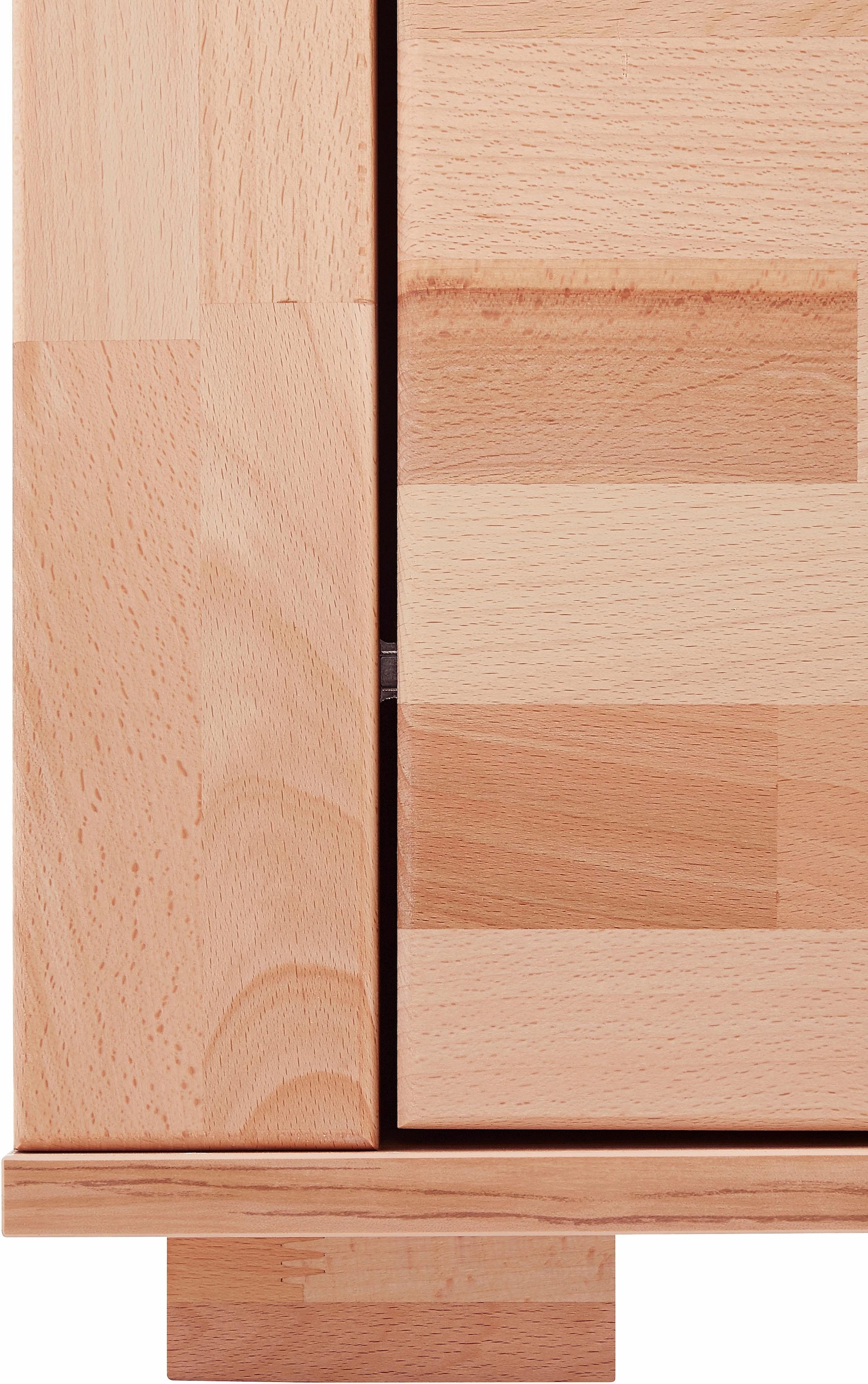 GOODproduct Vitrine »DENIS75, 5 Fächer, Teilmassiv, 1 Tür mit Glaseinsatz, grifflos« B/T/H:65/40/190cm, Einlegeboden teilwese verstellbar, Kernbuche geölt.