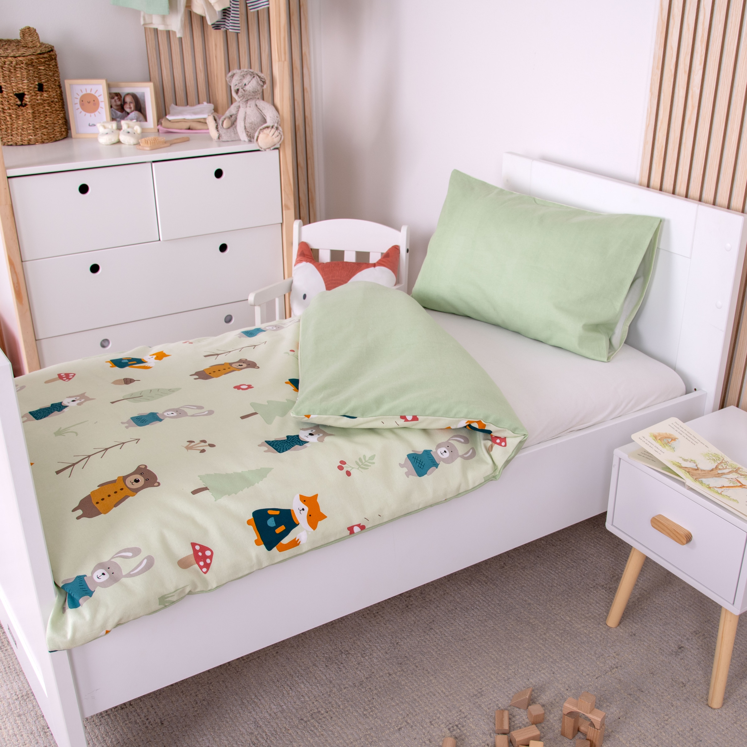 Baby Best Linge de lit réversible »babybest Waldtiere« 2 cuis particulièrement douillet