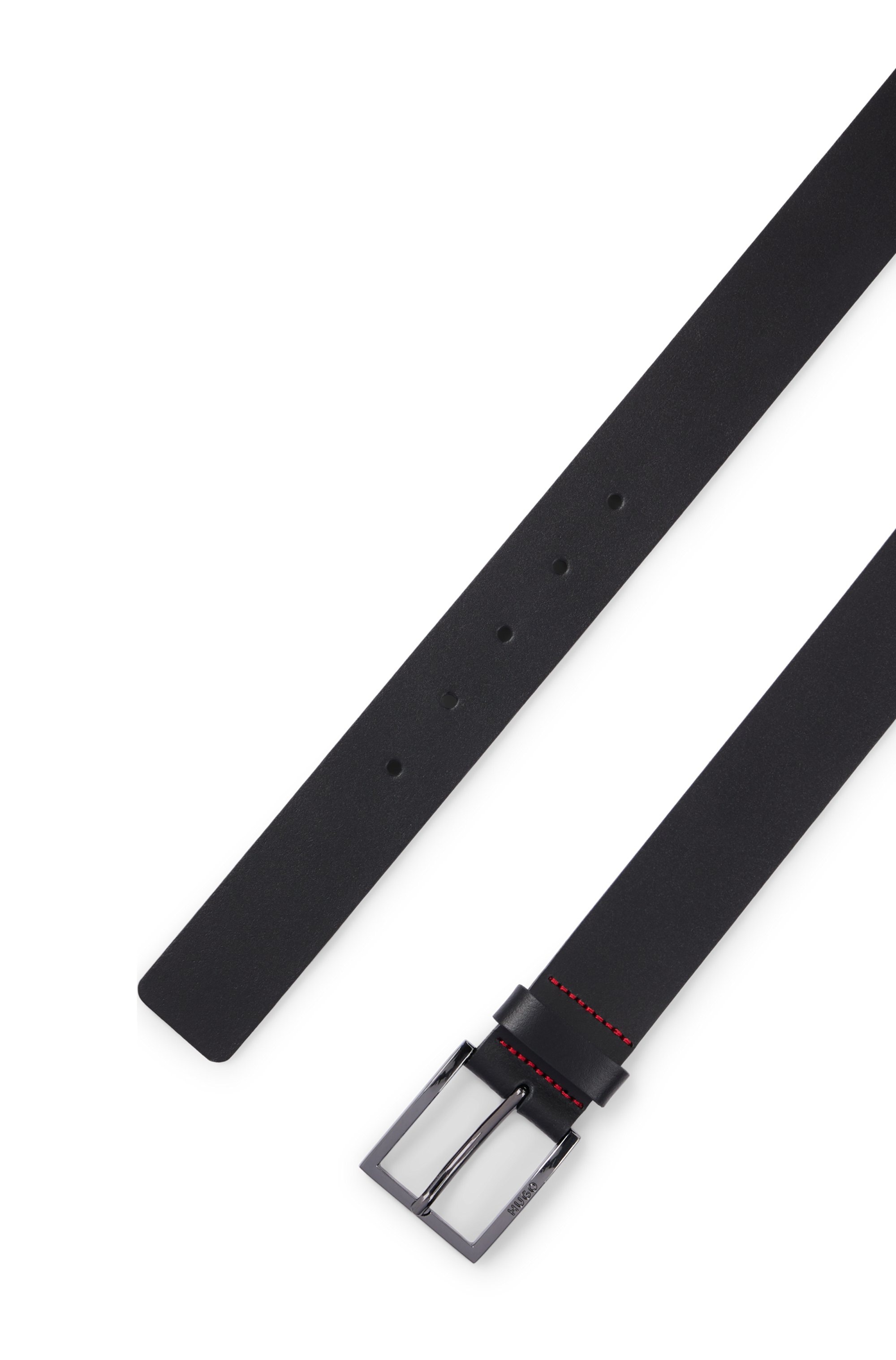 HUGO Ceinture en cuir »Geek_Sz35« mit kontrastfarbenen Nähten und dezenter Metallschliesse