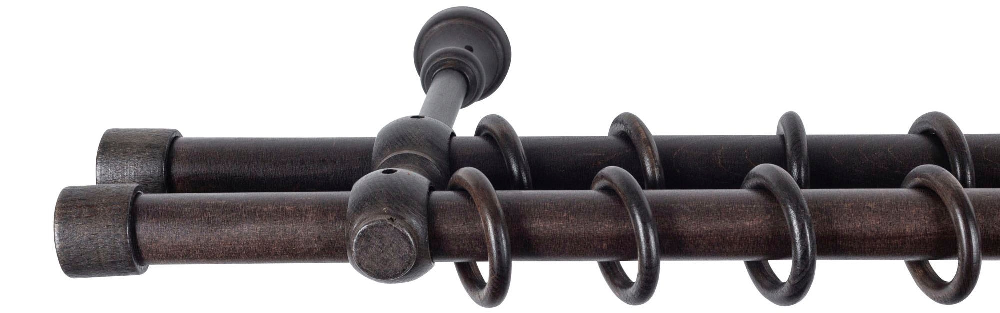 SN DECO GROUP Tringle à rideaux »Cafiro« 2 course-läufig Fixmass 28 mm, Holz, verschiedene Längen und Farben, Komplettset