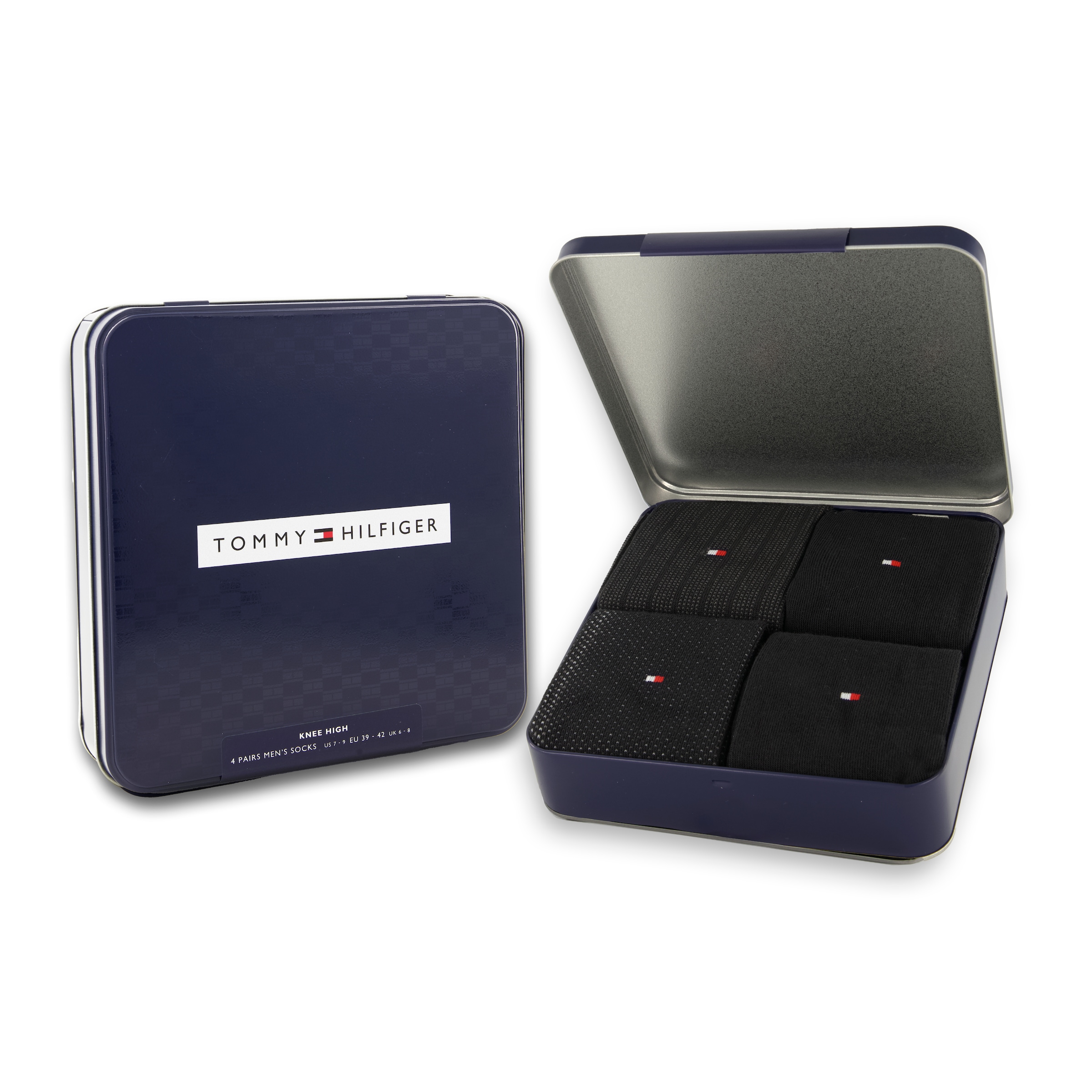Tommy Hilfiger Kniestrümpfe »TH MEN KNEEHIGH 4P TIN GIFTBOX« 4er Pack, 