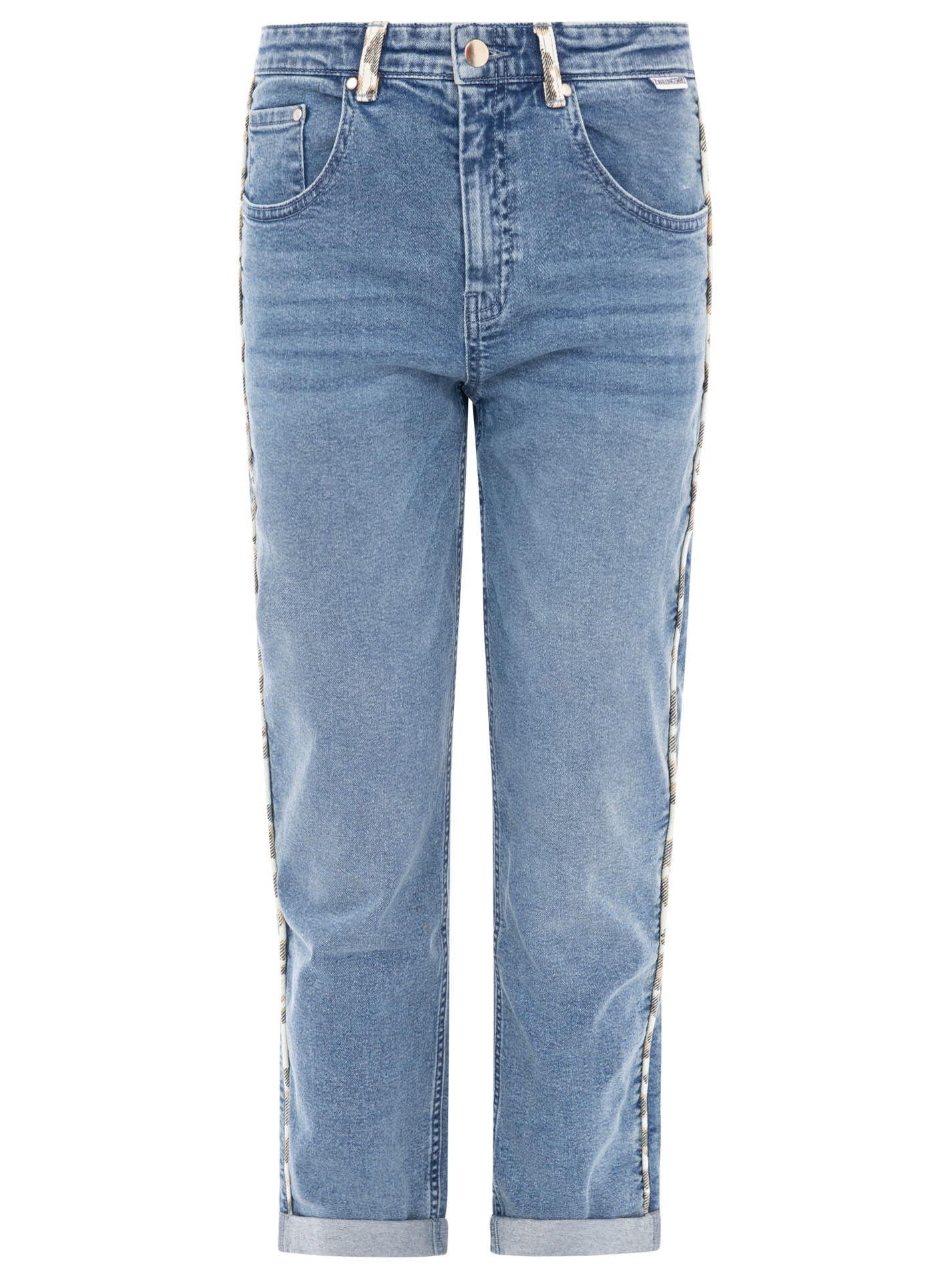 Zwillingsherz Slim-fit-Jeans »"Leo Details"« knöchellang, mit Umschlag, seitliche Leo-Streifen, Gesässtaschen