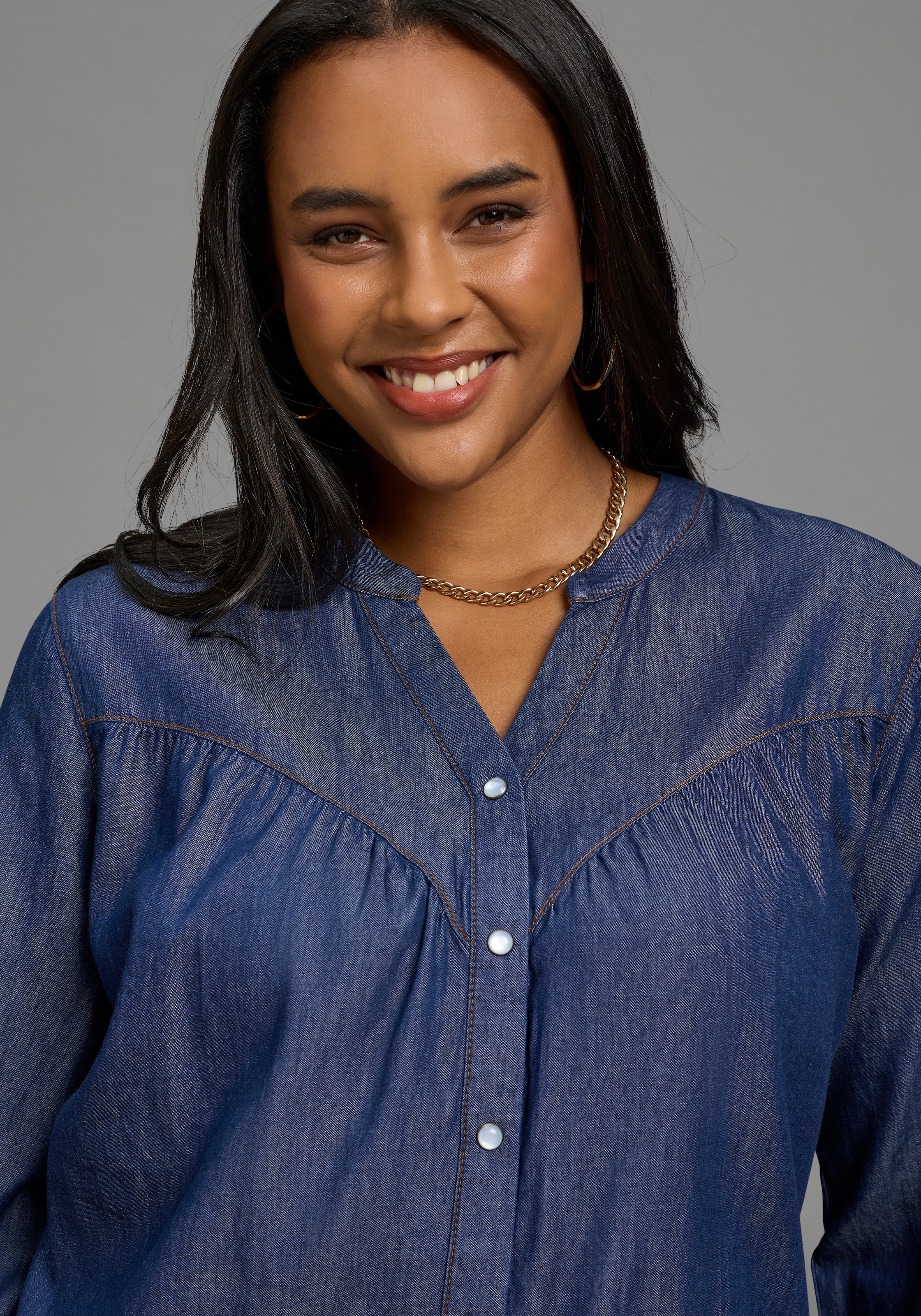 Laura Scott CURVE Blouse à enfiler »Grosse Grössen« avec manches retroussables, coupe confort, aussi en grandes tailles