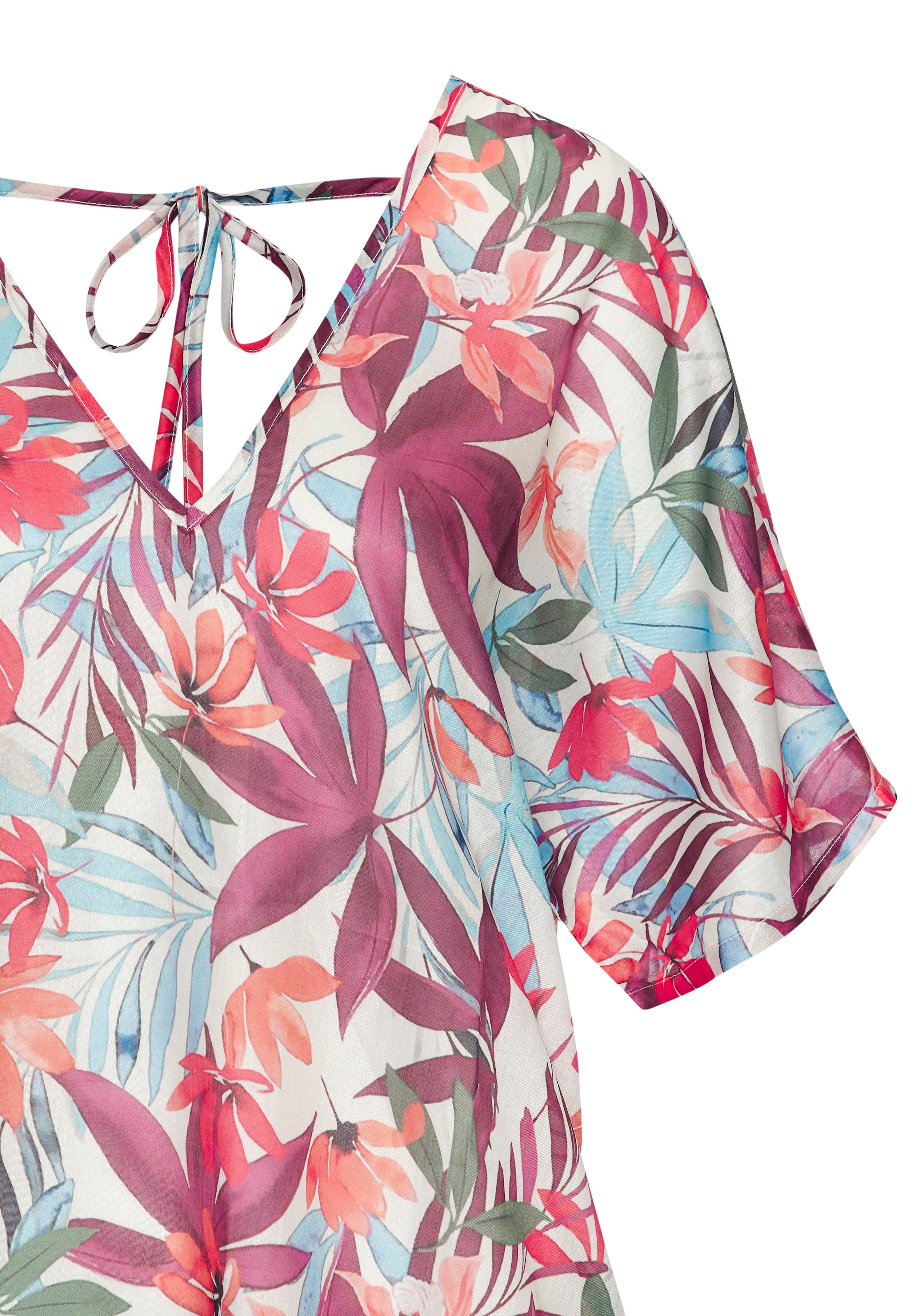 LASCANA Tunique en mousseline mit Alloverprint, leicht transparente Strandtunika