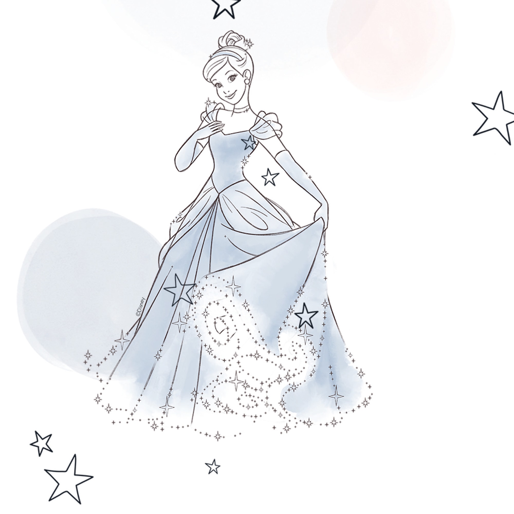 Komar Papier peint intissé »Princess Pretty Pastel« imprimé lisse rouleau de 53 x 1005 cm