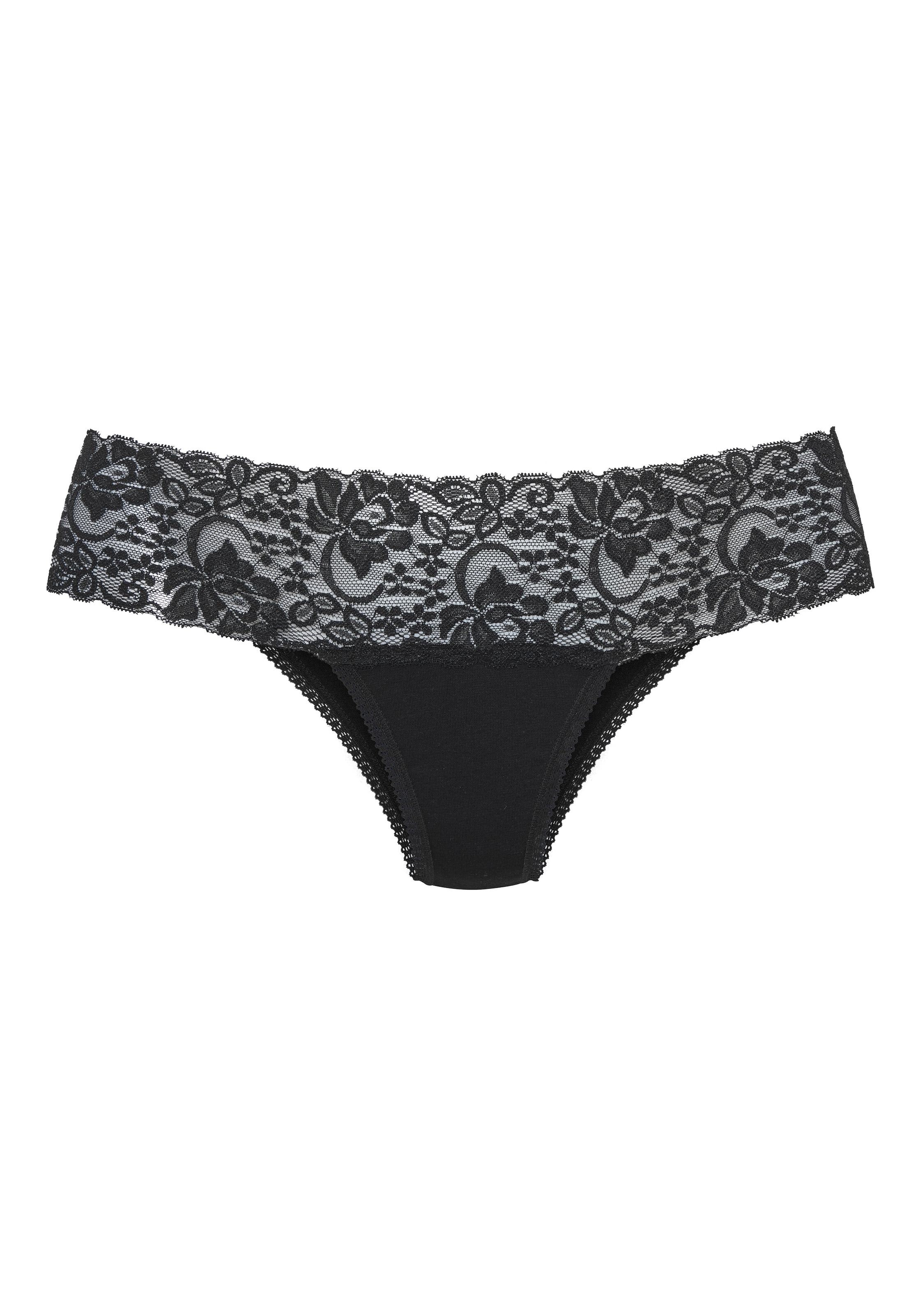 Vivance Slip brésilien pack de 3,  en coton élastique avec dentelle florale