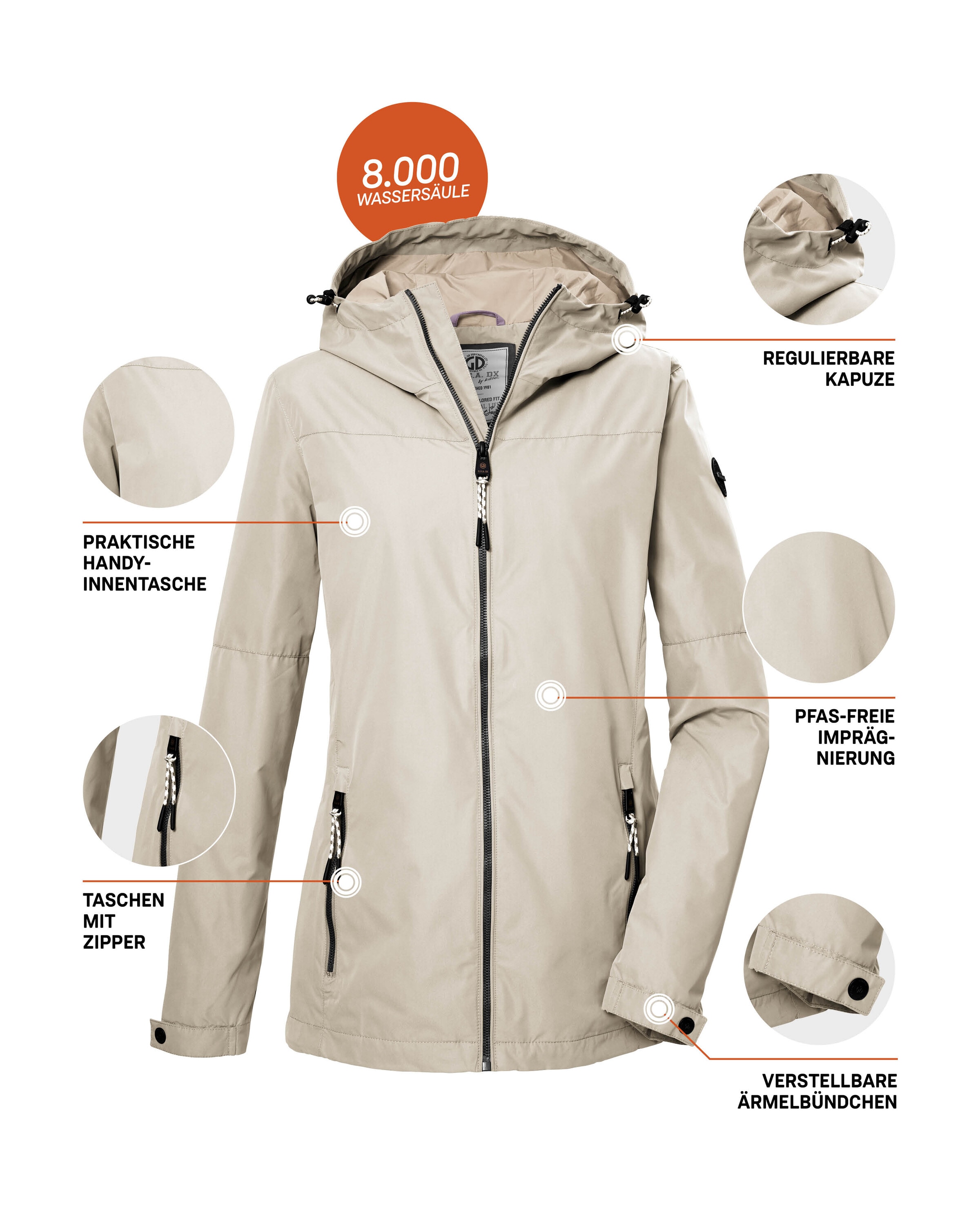 G.I.G.A. DX by killtec Funktionsjacke »GS 71 WMN JCKT« Damenjacke: wasserdicht, winddicht, verstellbar, Kapuze