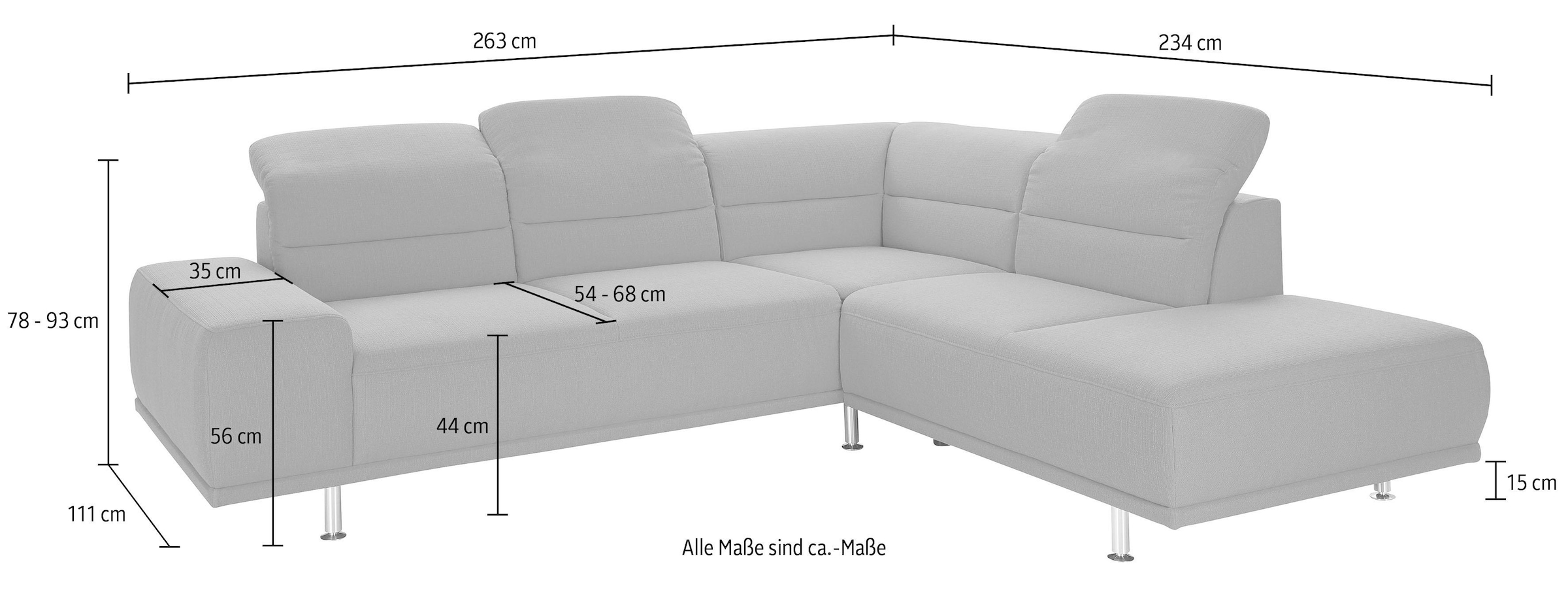 sit&more Canapé d'angle »Mariola L-Form« mit Federkern und Ottomane, inklusive Sitztiefenverstellung