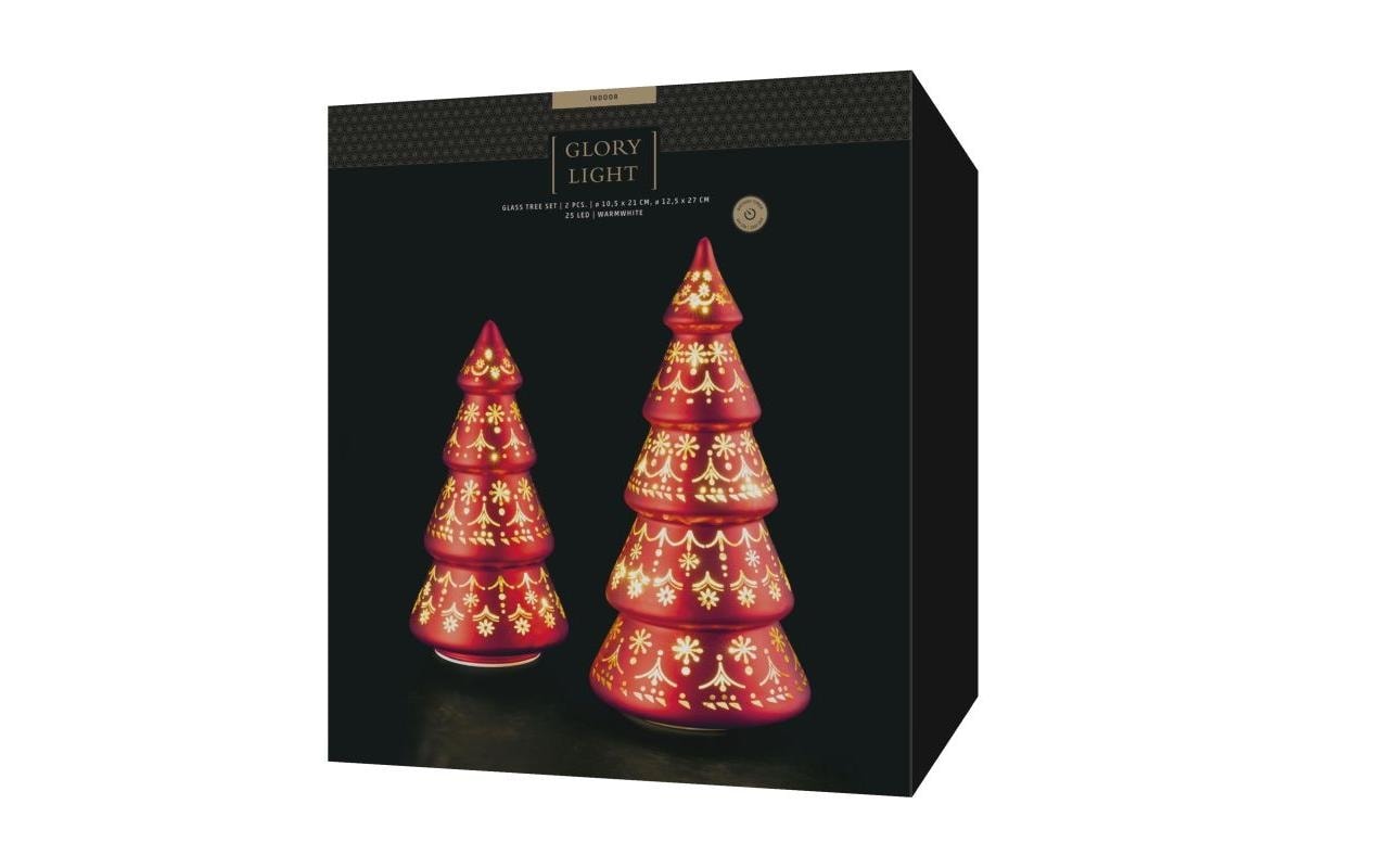 STT Lumière décorative LED »Tree Glas, Rot, 2-teilig« Module LED blanc chaud