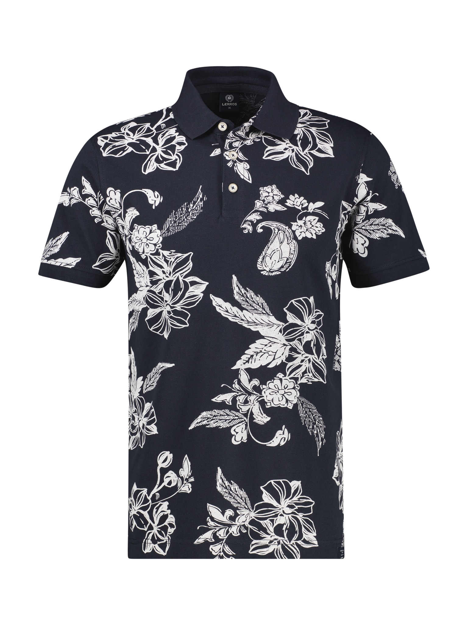 LERROS Polo Kurzarm mit floralem Allover-Print