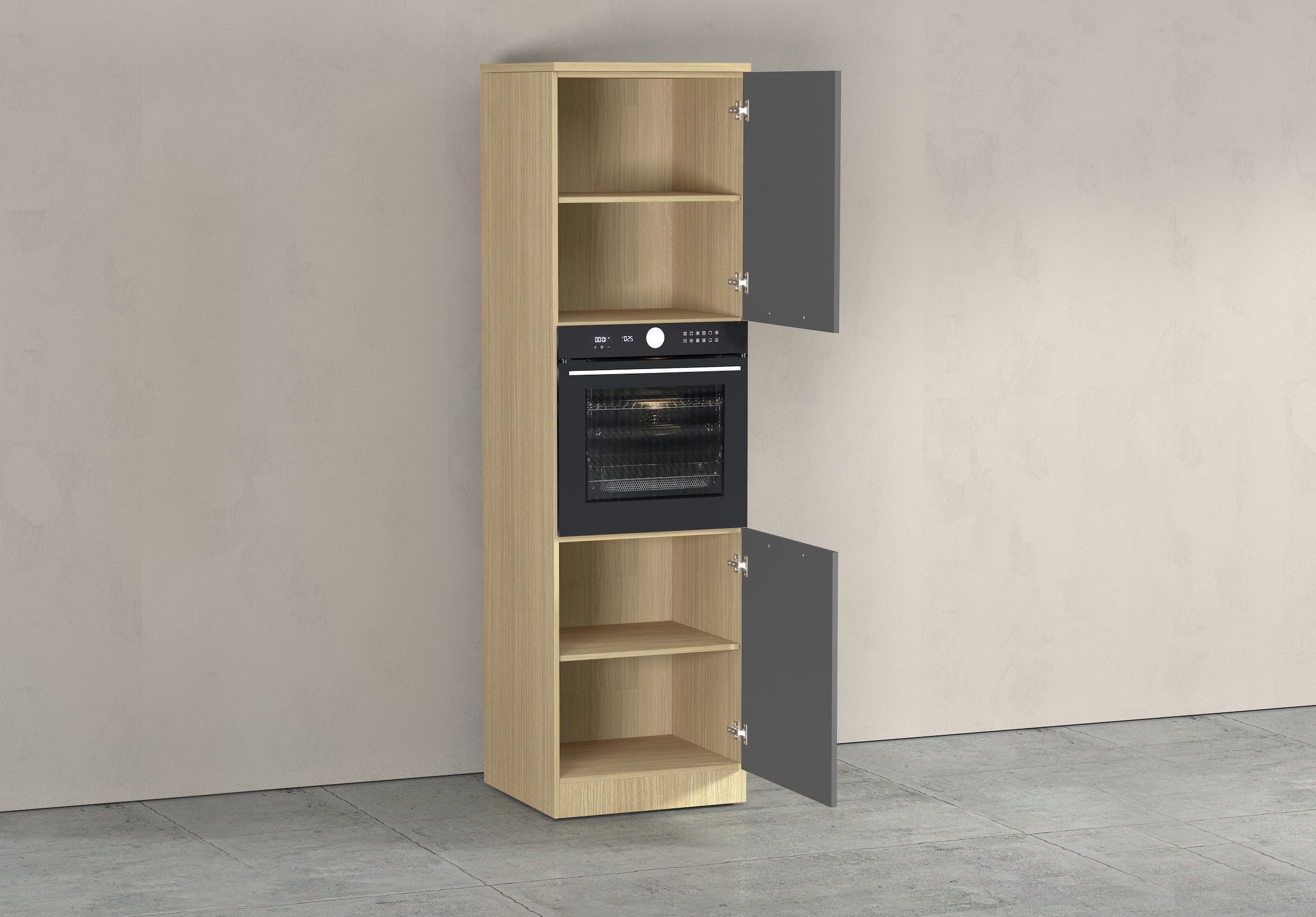 KOCHSTATION Armoire d'encastrement pour four »Luna, Backofenschrank, Backofen-Hochschrank, Made in Italy« B/T/H: 60×60×214,5 cm, Oberplatte mit 25 mm Stärke