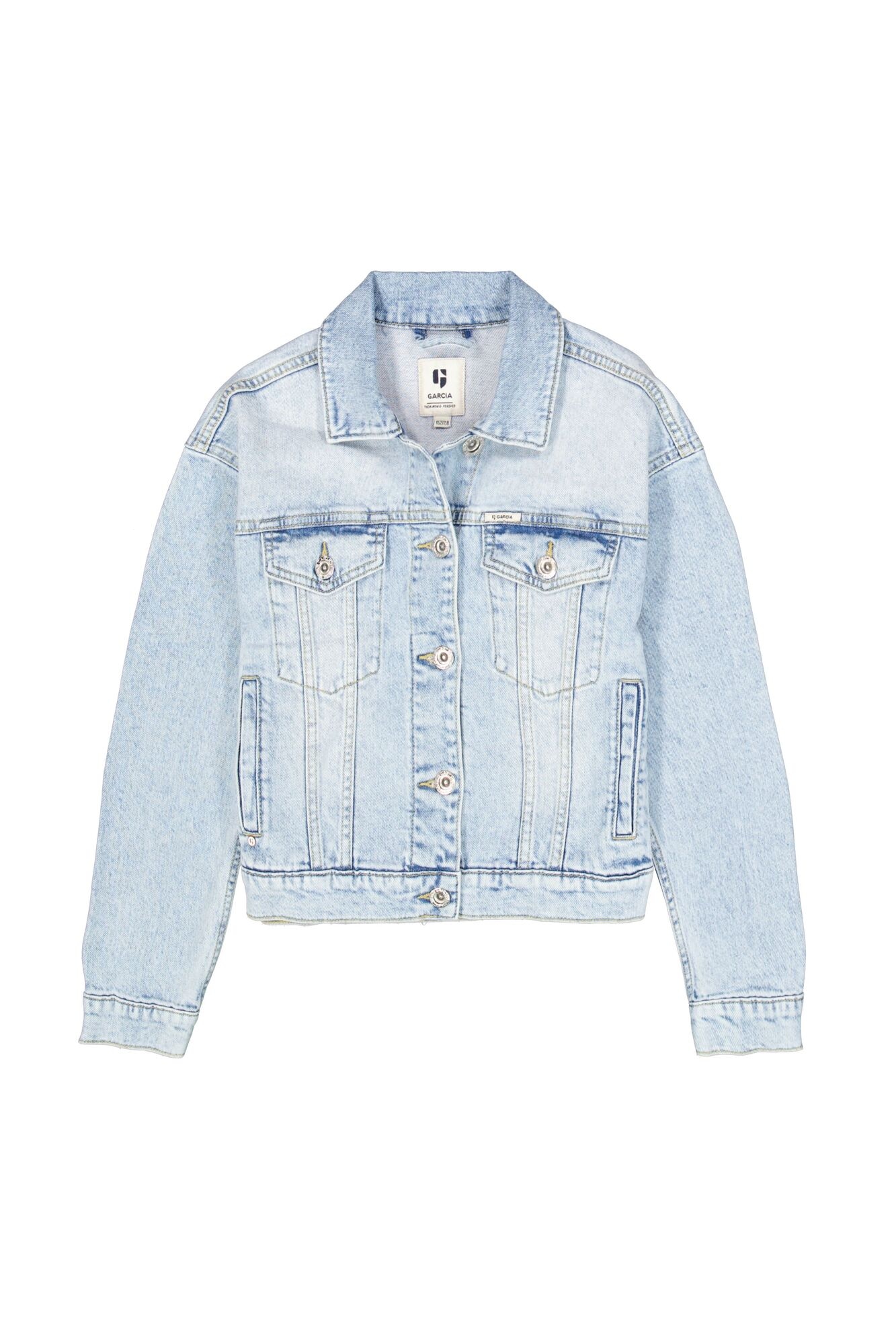 Garcia Veste en jean ohne Kapuze mit Stretch und Knopfleiste