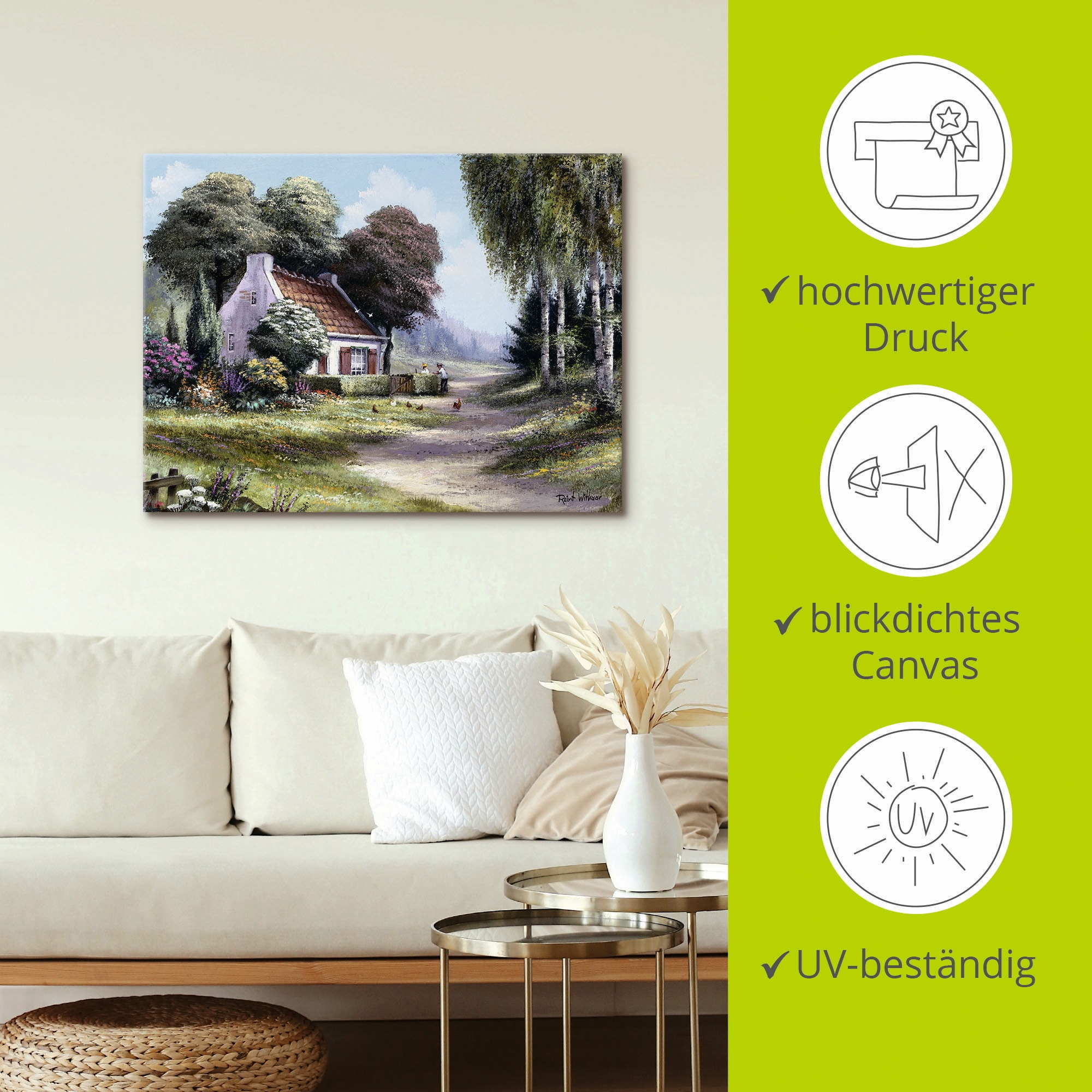 Artland Leinwandbild »Männer, die die Hecke schneiden« Garten 1 Stk. tlg. auf Keilrahmen gespannt