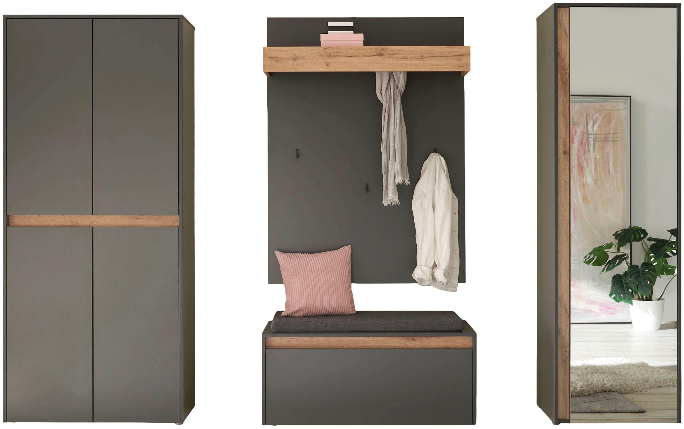 Home affaire Garderoben-Set »City/Giron, moderne Garderobe, viel Stauraum, ca. 40 Schuhe« Set, 4 Stk. tlg.