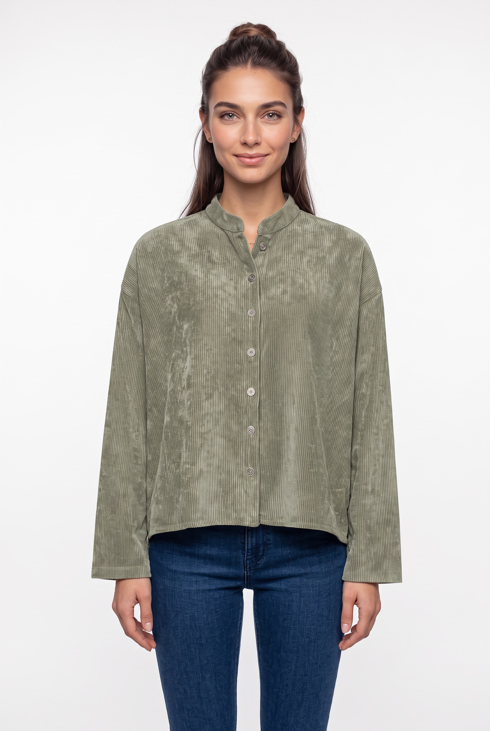 GANG Hemdbluse »94EMILY BLOUSE« aus Cord, Stehkragen