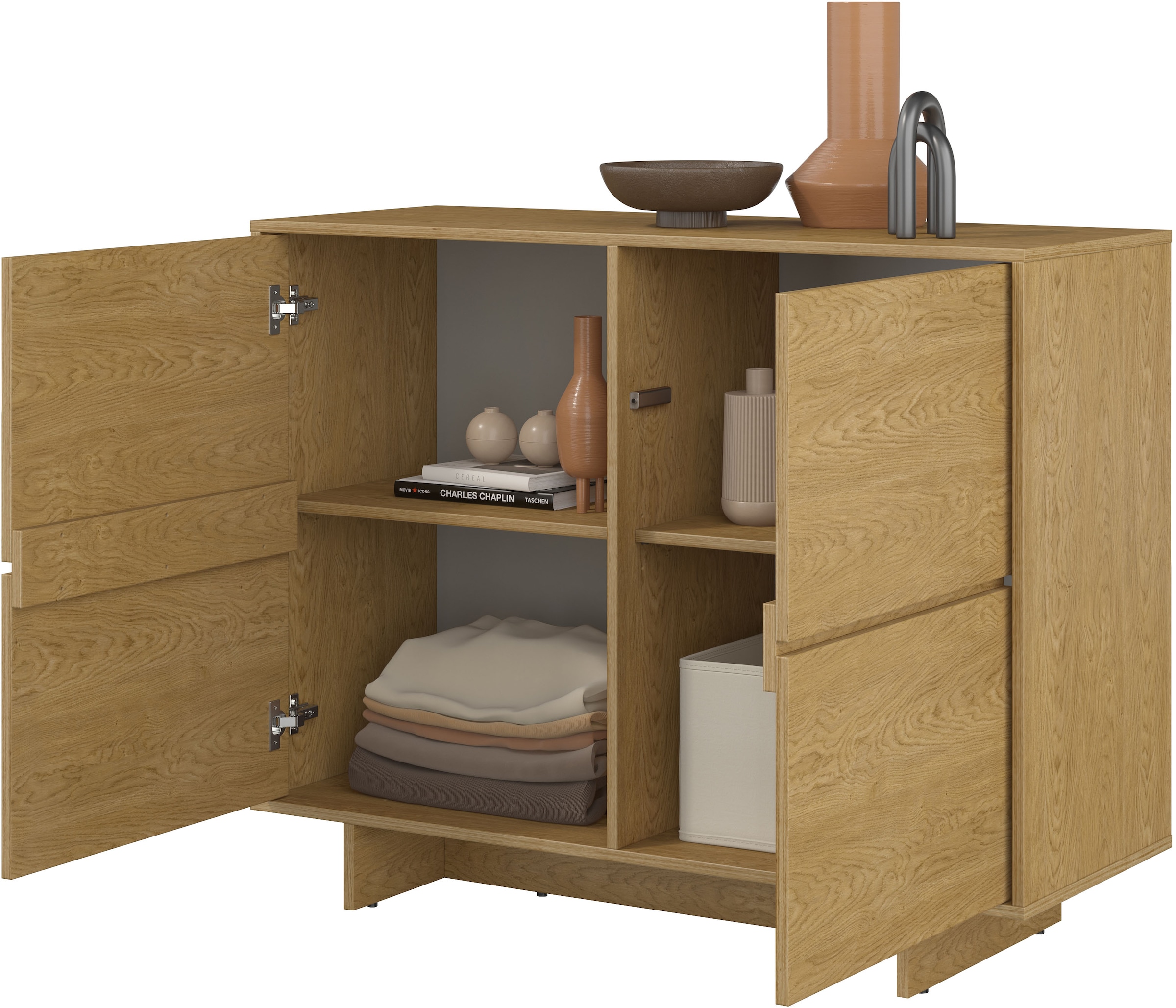 GOODproduct Buffet »Tatami, Stilvolle, moderne grifflose Kommode 2 Türen, Breite 111cm« buffet avec beaucoup de rangement, étagères réglables, fonction push-to-open