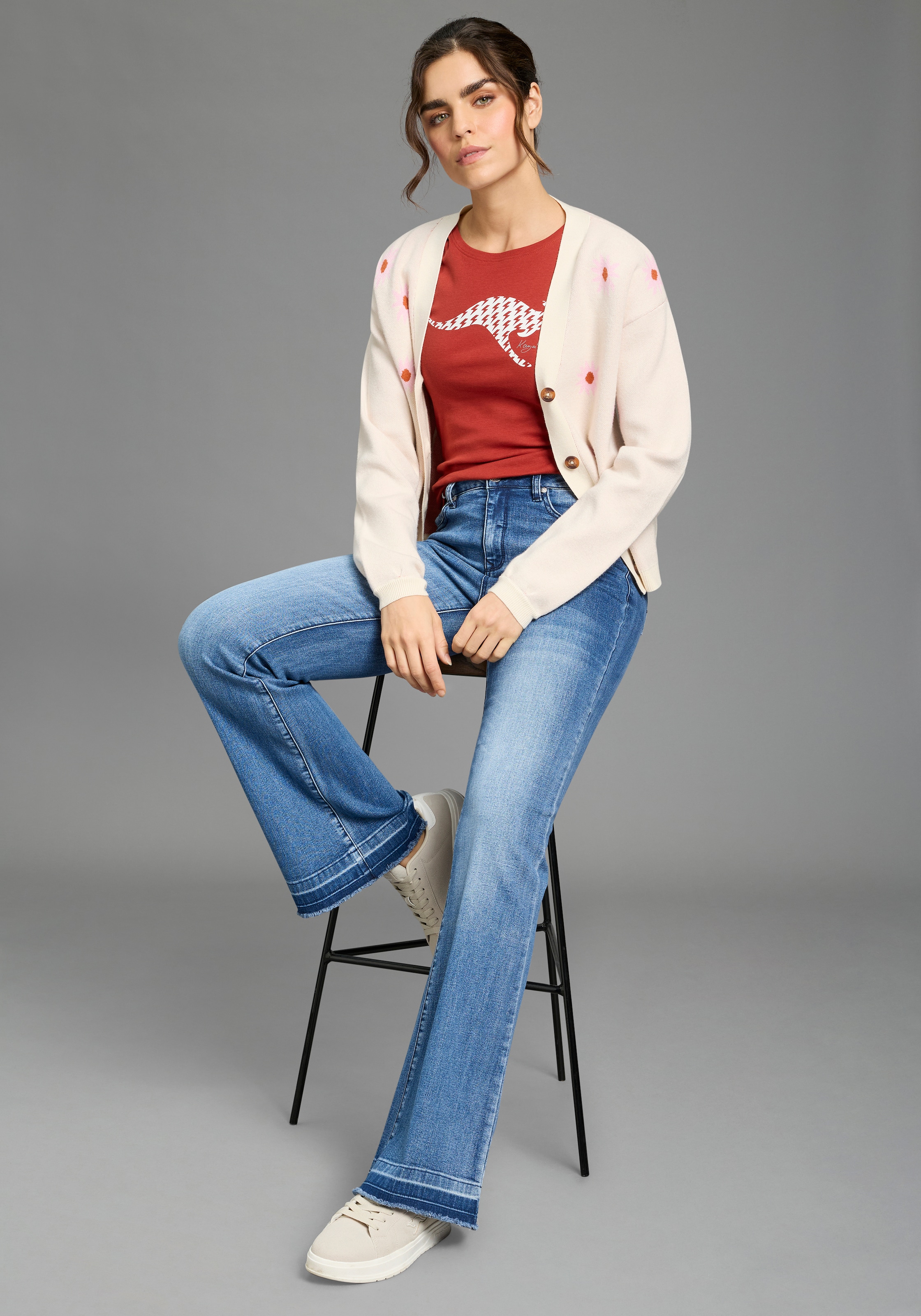 KangaROOS Jeans 7/8 »CULOTTE-JEANS«, gerade Passform,  modische Abriebeffekte,  normale Leibhöhe
