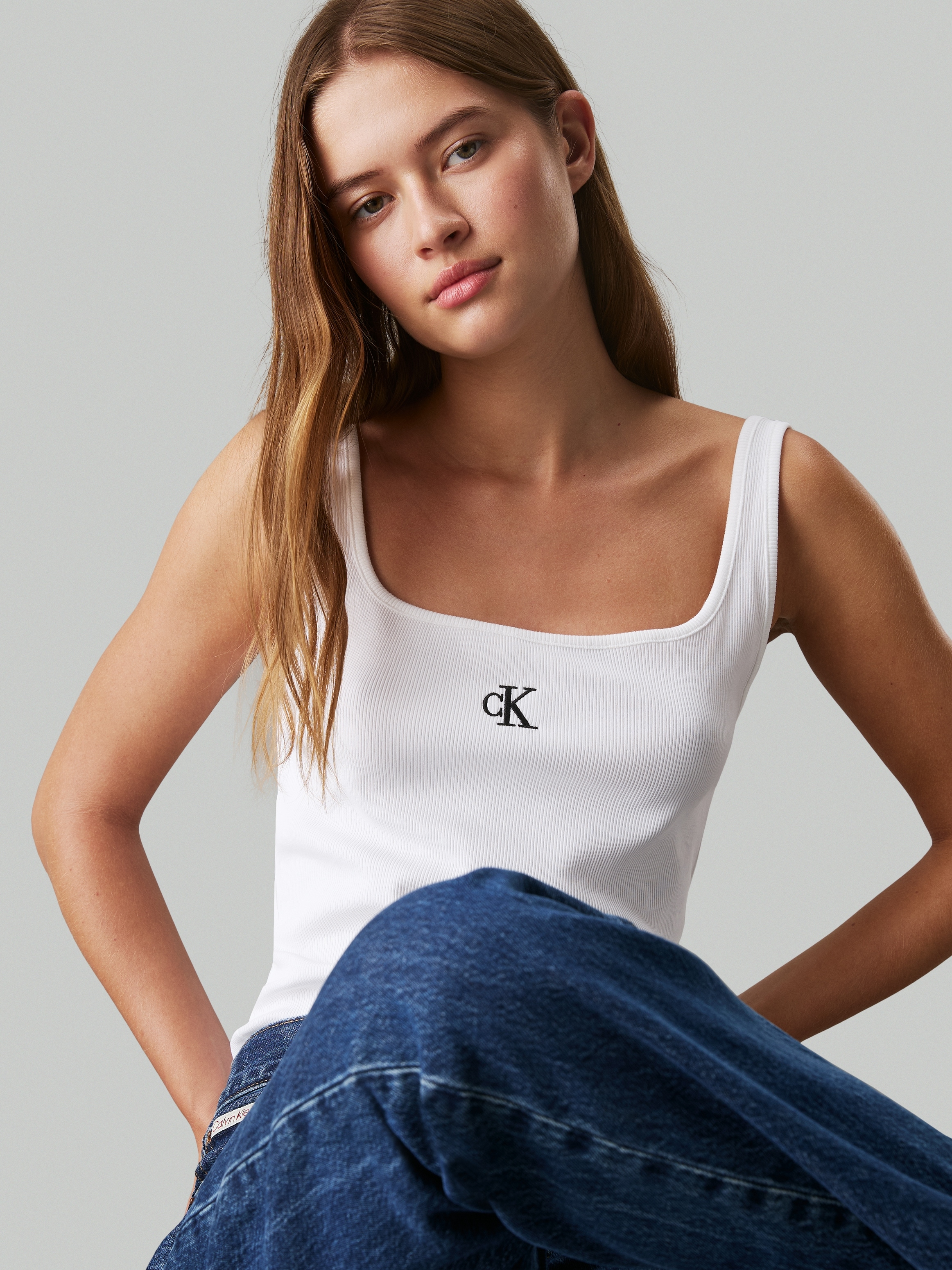 Calvin Klein Jeans Débardeur »CK RIB TANK TOP« mit eckigem Ausschnitt