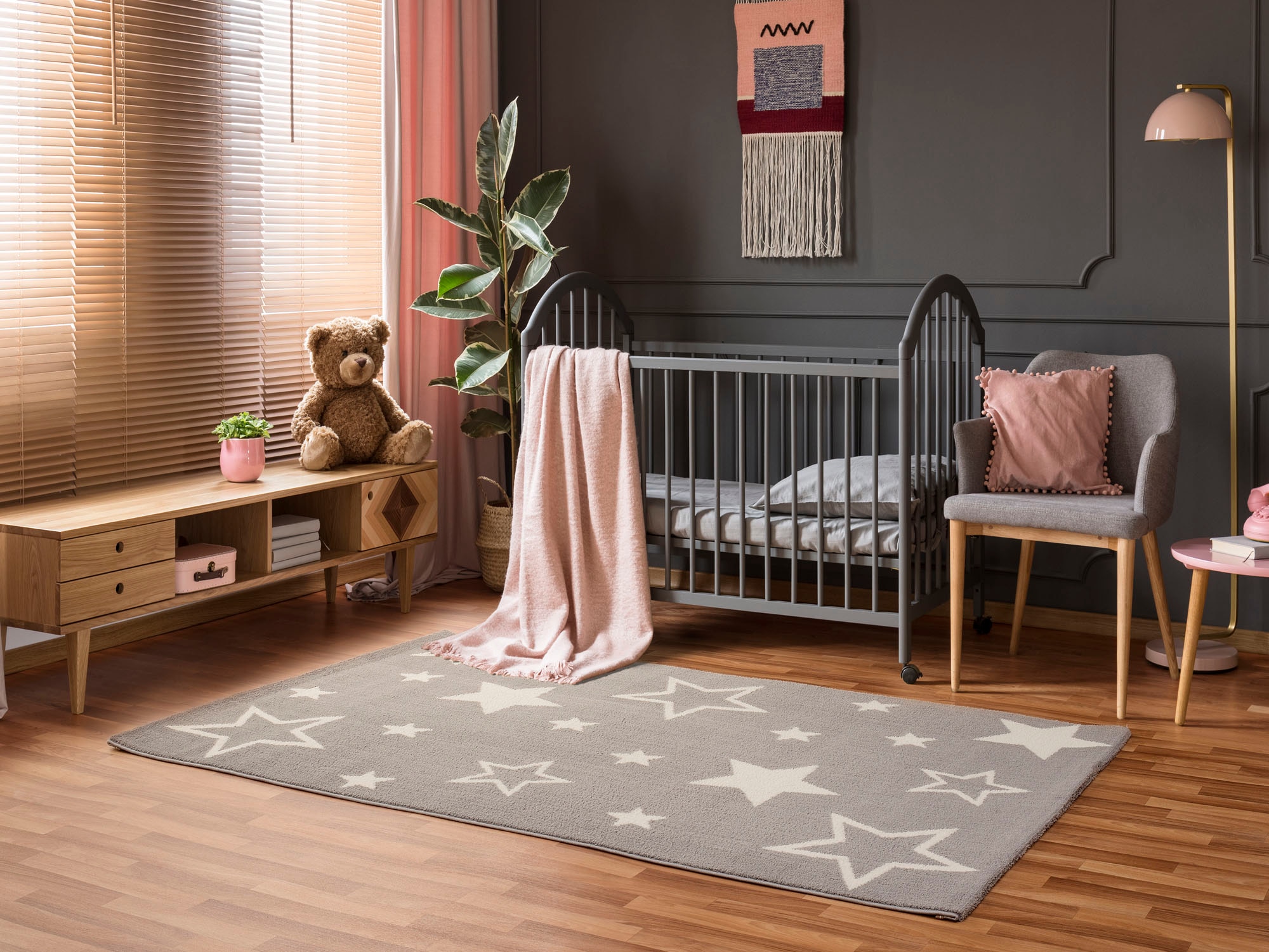OCI DIE TEPPICHMARKE Kinderteppich »KIDDY STAR« rechteckig 11 mm Höhe robuster Kurzflor, Stern, gemustert