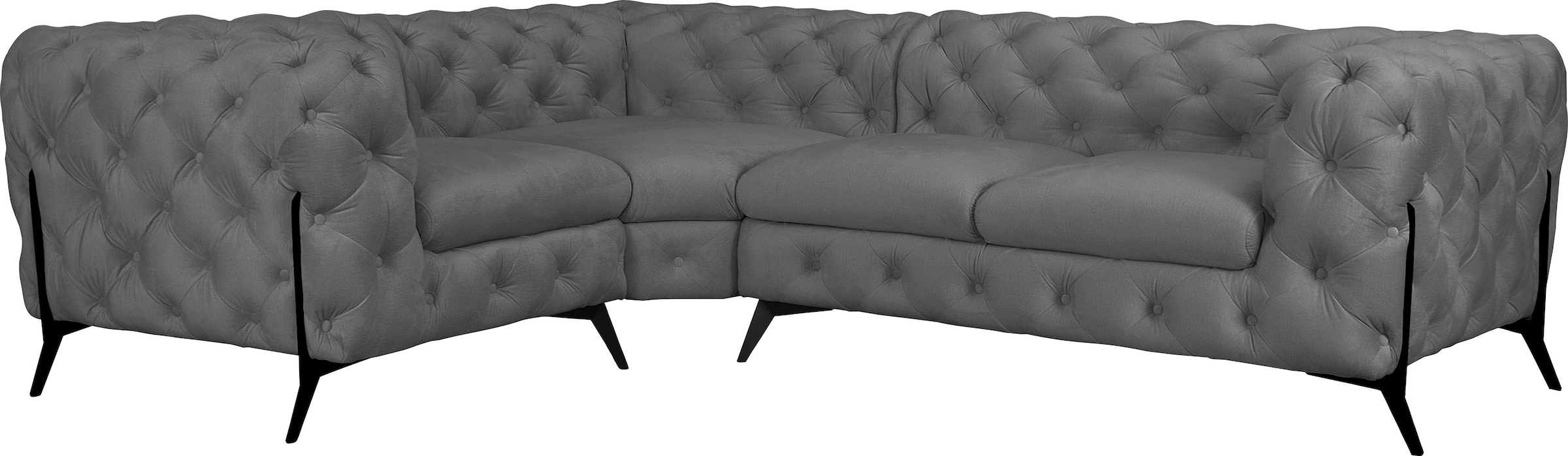 Home affaire Chesterfield-Sofa »Amaury L-Form« moderne Chersterfield-Optik, Breite 262 cm, Fussfarbe wählbar