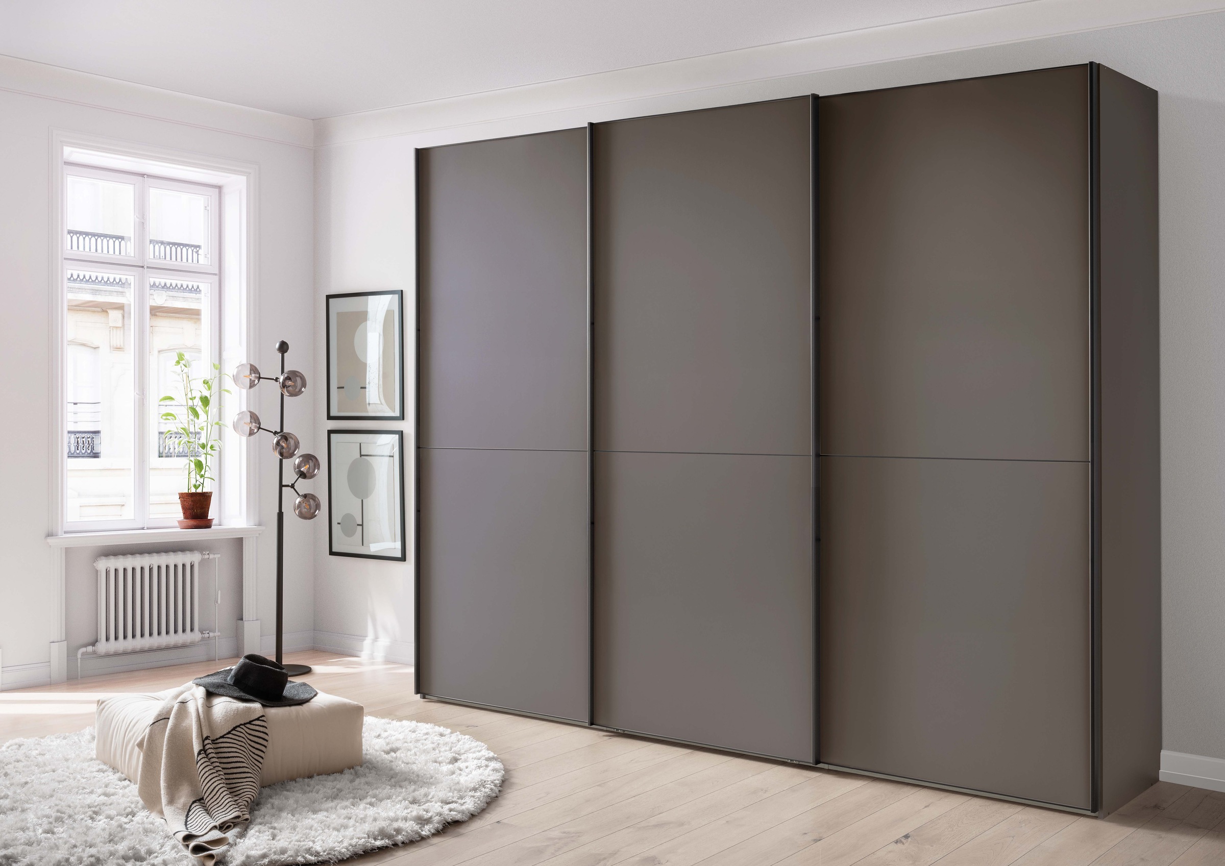 WIEMANN Schwebetürenschrank »Phoenix, Made in Germany, modernes Design, Highlight, Blickfang« Viele Farbkombinationen, in 4 Breiten und in 2 Höhen erhältlich,  maximaler Staurraum, inkl.Einlegeböden, Wäscheböden u. Dämpfer